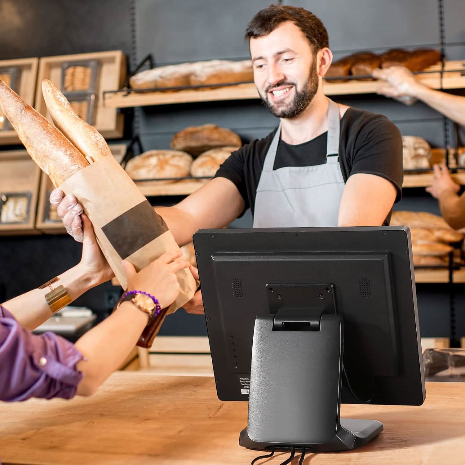MUNBYN IPTS001 17-Inch POS Touch Screen Monitor - High Resolution Display for Retail, Restaurant & Hospitality Businesses - Perfect for Cash Registers, Ordering Systems & Self-Service Kiosks