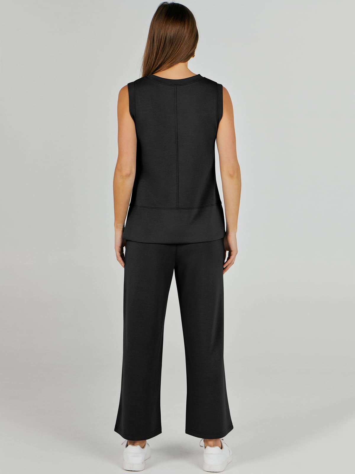 ANRABESS Women's 2 Piece Outfits - Sleeveless Crop Top & Wide Leg Pants Summer Tracksuit Set | Casual Lounge Wear, Workout Clothes, Street Style Fashion for Women | Perfect for Yoga, Gym, Travel & Everyday Comfort
