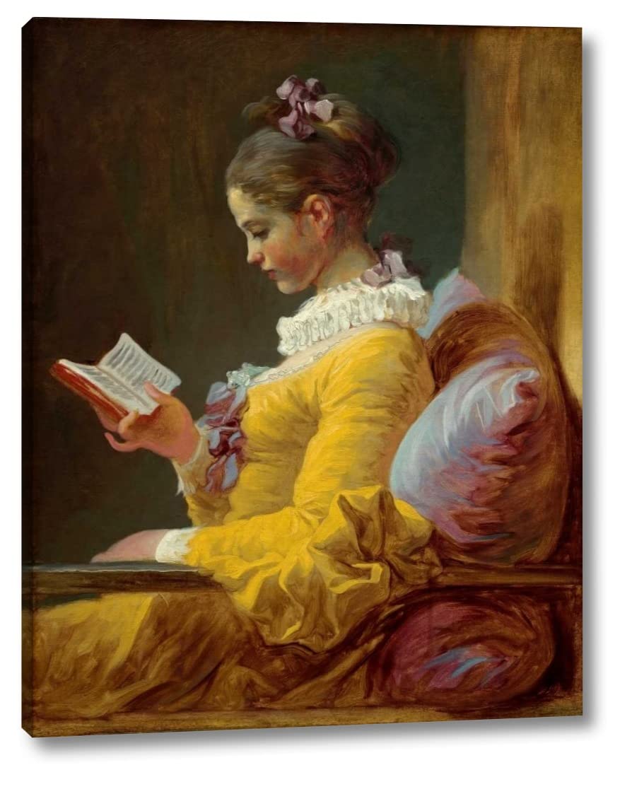 Jean Honore Fragonard Young Girl Reading Canvas Art Print - 23x30 Inch Gallery Wrapped Wall Decor - Ready to Hang for Living Room, Bedroom & Office