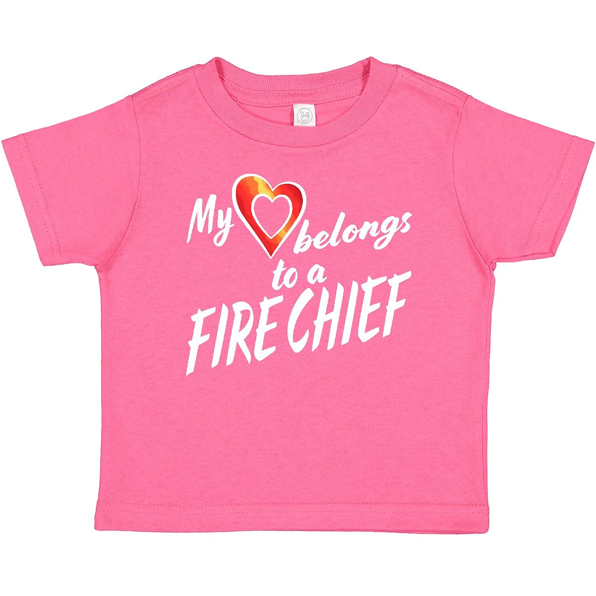 inktastic My Heart Belongs to a Fire Chief Red Heart Baby T-Shirt - Cute Outfit for Firefighter Appreciation Day & Family Events