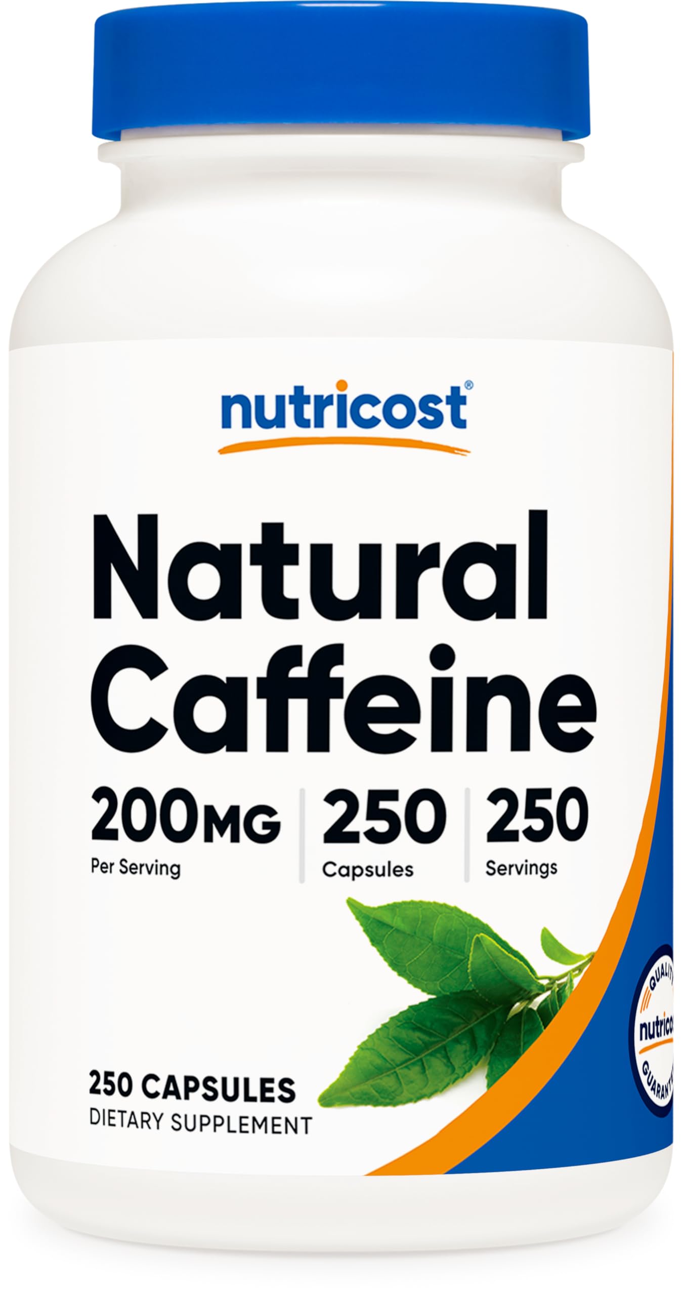 Nutricost Natural Caffeine 200mg, 250 Vegetarian Capsules - Gluten Free, Non-GMO Supplement for Energy & Focus - Perfect for Workouts, Studying & Morning Boost