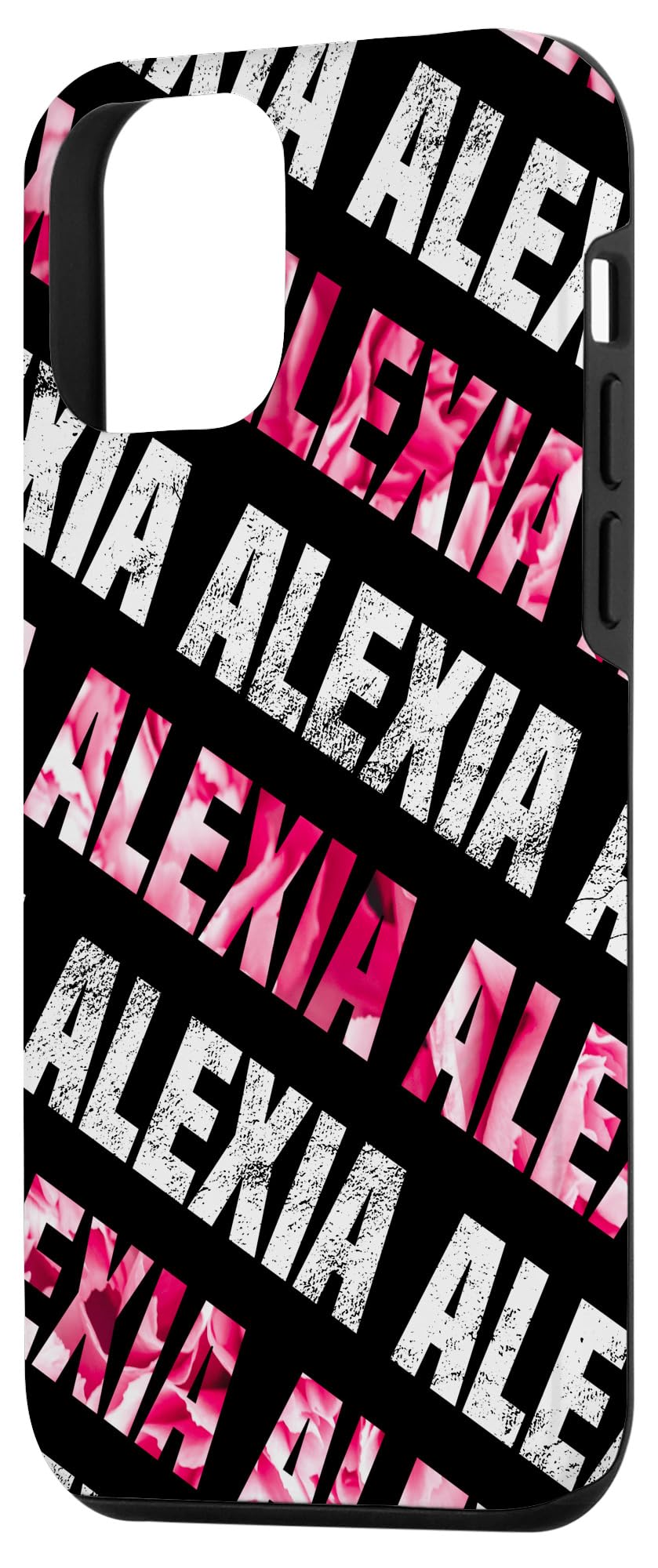Custom iPhone 12 Mini Phone Case - Personalized Alexia Design in Pink, White & Black | Trendy Protective Cover for Everyday Use & Gifts
