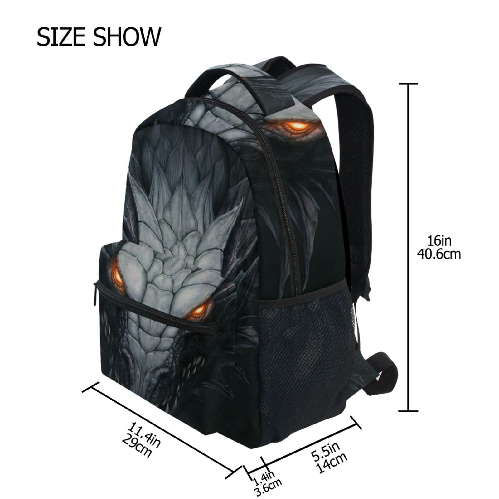 JIPONI Silver Dragon Dark Backpack for Girls & Boys - Durable School Bookbag, Travel Laptop Backpack, Daypack for Students & Teens | Perfect for School, Work, Travel & Everyday Use