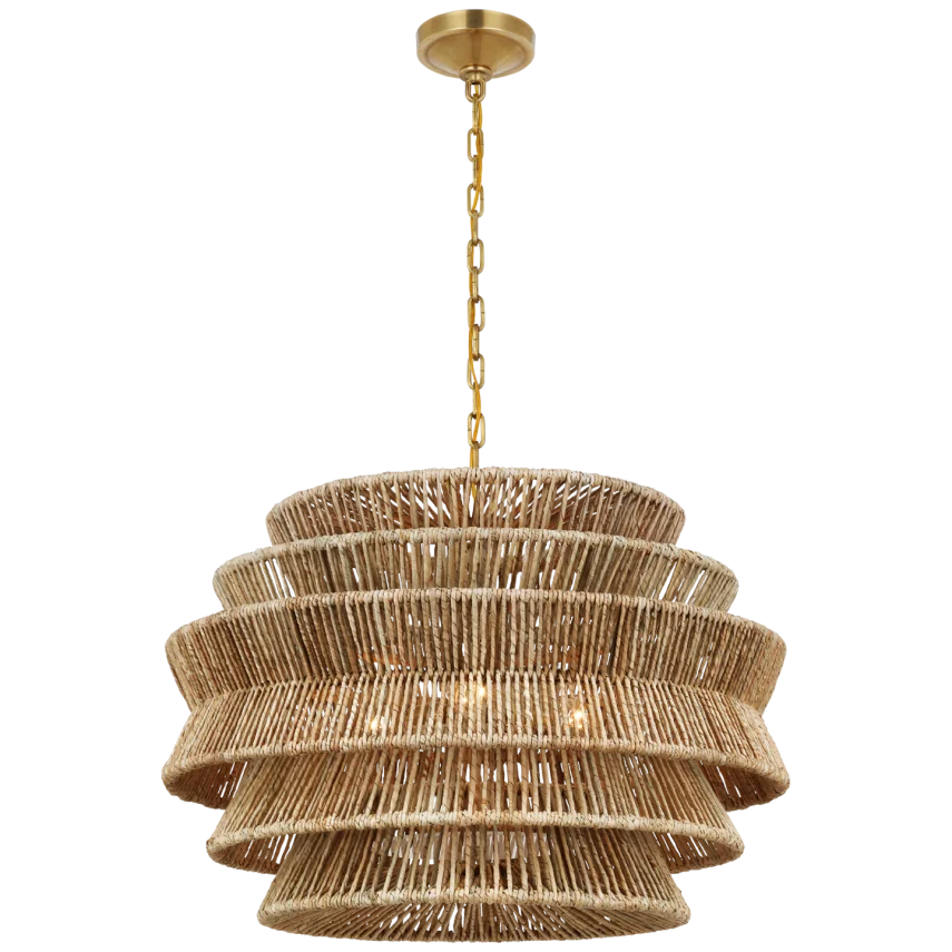 Anna Medium Drum Chandelier - Modern Ceiling Light Fixture for Dining Room, Bedroom & Living Room - Elegant Pendant Lighting with Fabric Shade - Perfect for Home Decor & Interior Design