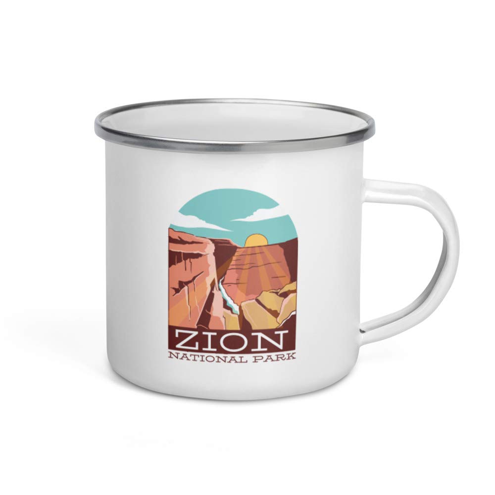 Zion National Park Themed Enamel Camping Mug - Durable & Lightweight for Hiking, Backpacking & Outdoor Adventures - Perfect Gift for Nature Lovers & Campers