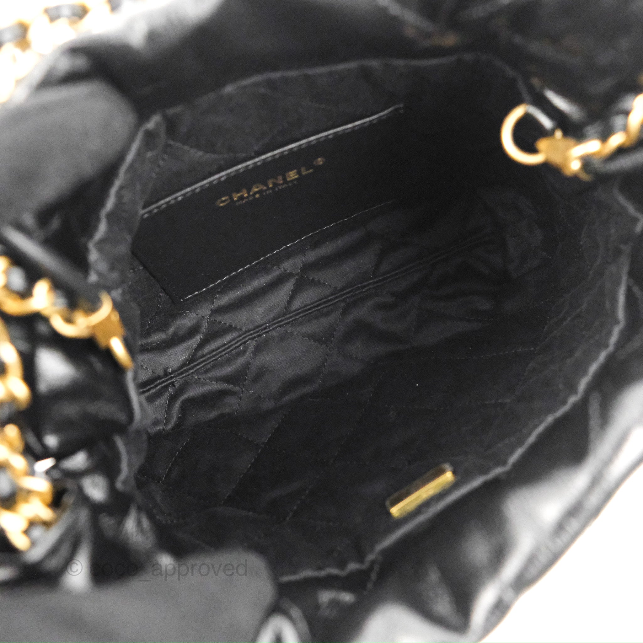 Chanel 22 Mini Bag Black Crumpled Calfskin Leather Crossbody Bag for Women | Luxury Designer Handbag for Date Night, Parties & Everyday Use