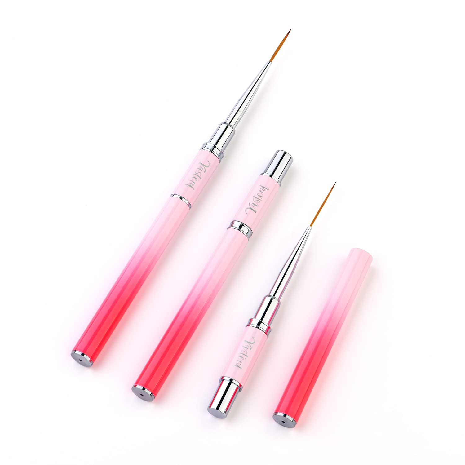 Yasterd Professional Nail Art Brush Set - 5pcs Fine Detail Brushes for Gel Polish, Acrylic Nails & Intricate Designs (7/9/14/20/25mm) | Perfect for Salon, Home Manicures & DIY Nail Artists