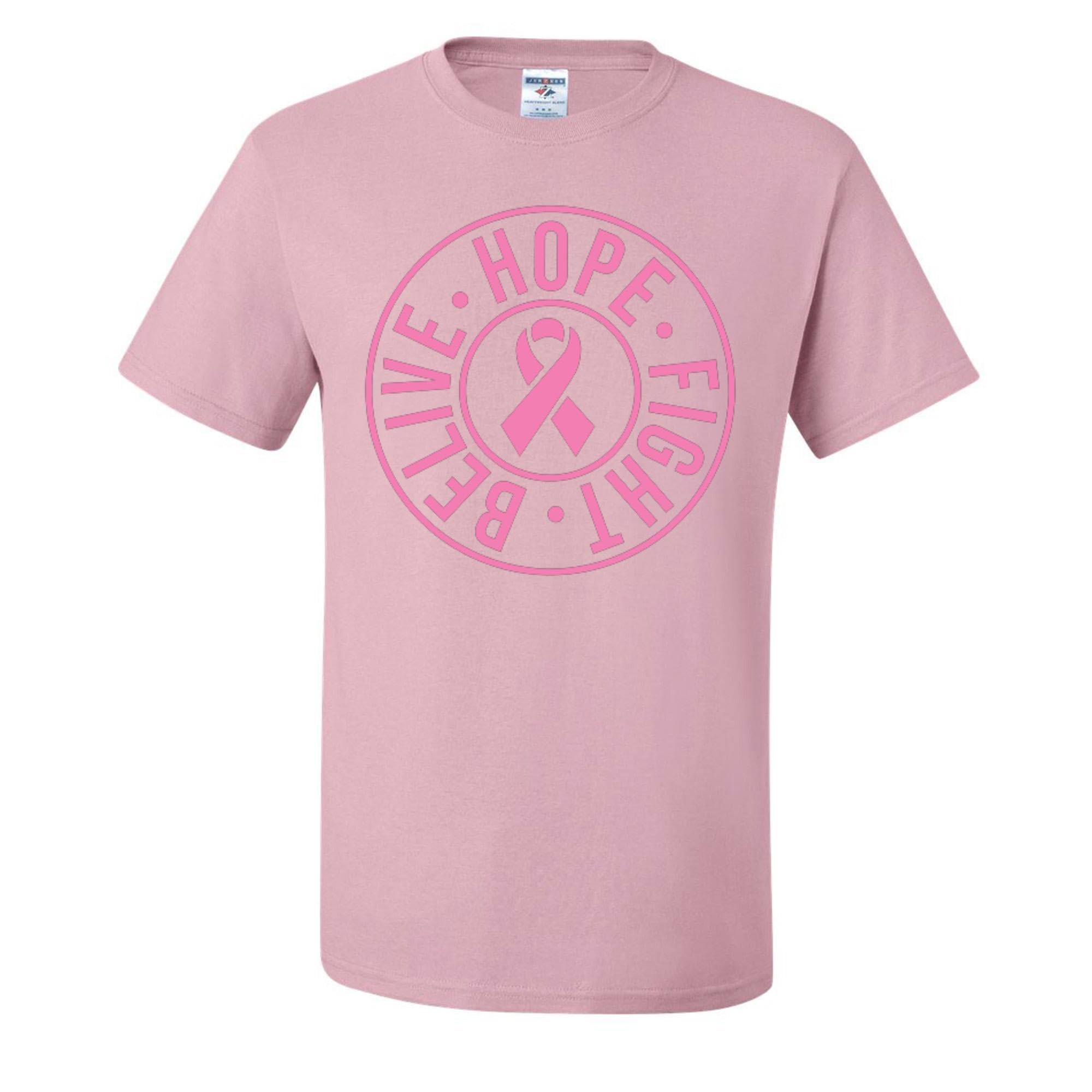 Wild Custom Apparel - Believe Hope Fight Breast Cancer Awareness Graphic Men's T-Shirt - Comfortable Cotton Tee for Support, Fundraising & Awareness Events