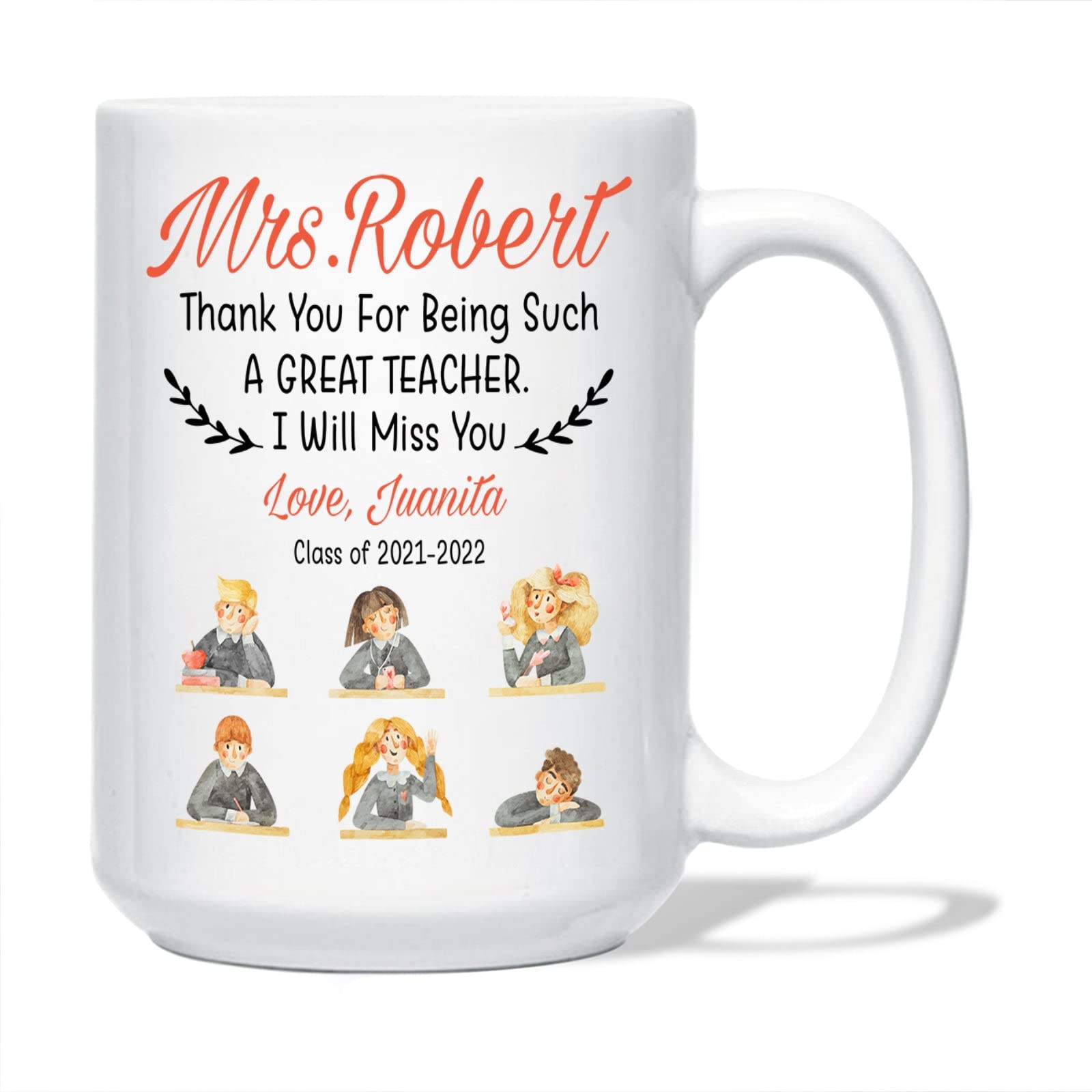 Personalized Teacher Mug - Custom Name 11oz/15oz for Teacher's Day & Appreciation Gifts
