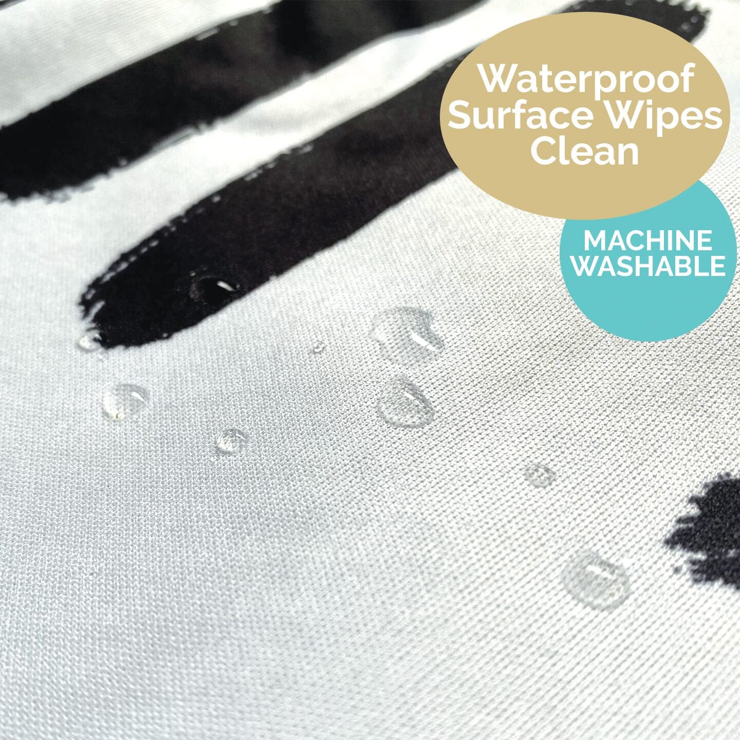 JumpOff Jo - Large 51x51 Inch Waterproof & Washable Baby Splat Mat for High Chairs, Booster Seats & Tables - Protects Floors & Carpets from Food Spills, Messy Crafts - Black & White Design - Perfect for Mealtime, Arts & Crafts, Playtime