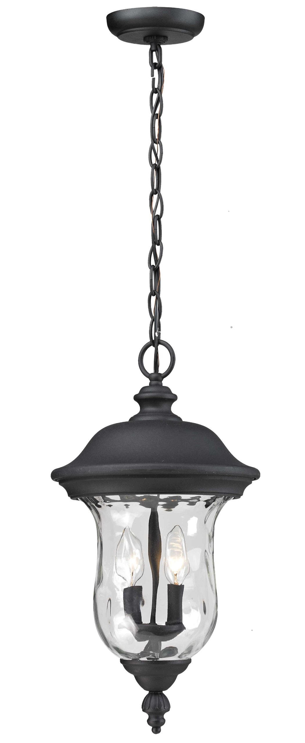 Z-Lite 533CHM-BK Armstrong Outdoor Chain Light - Black Aluminum Frame with Clear Water Glass Shade - Durable Weatherproof Hanging Light for Patio, Garden, Porch & Backyard Decor