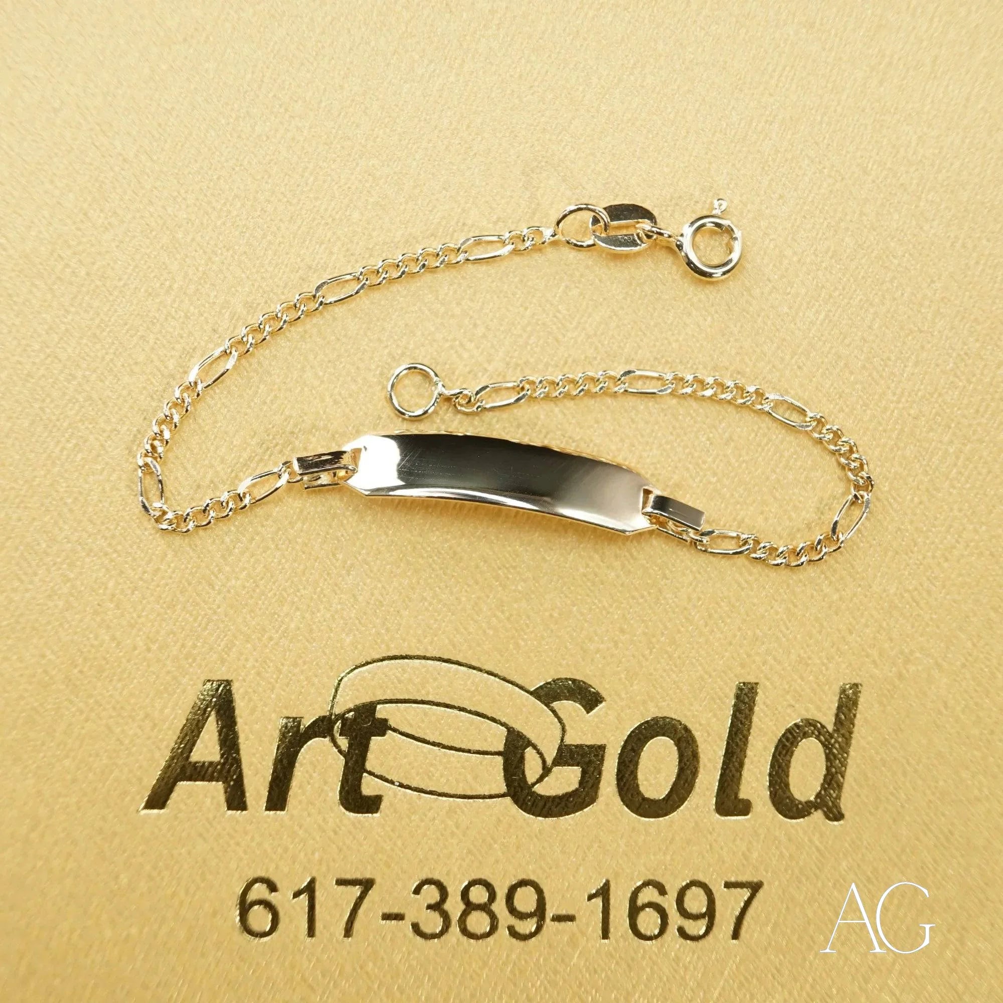 18K Gold Personalized ID Bracelet for Kids - Custom Name Engraved, Timeless Elegance Jewelry Gift for Birthdays, Christmas & Special Occasions