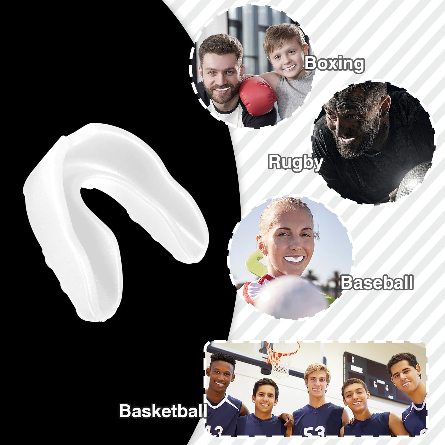 YOFOBU 30 Pack White Sports Mouth Guards - Bulk Silicone Athletic Mouthguard for Youth & Adults - Teeth Protection for Football, Basketball, Hockey, Rugby, Boxing, Wrestling, Karate, Lacrosse - Perfect for Training, Matches & Contact Sports