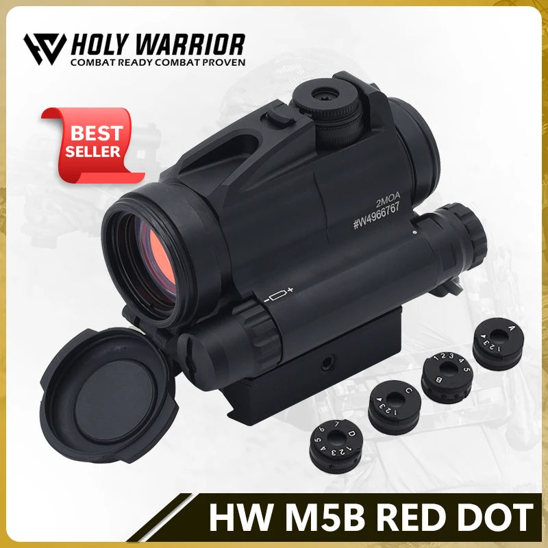 Holy Warrior Tactical MHW5b RDS Red Dot Sight Reflex Scope with LRP BCM Mounts - Full Markings for Hunting, Airsoft & Tactical Shooting | Perfect for Outdoor Adventures, Target Practice & Competitive Shooting Sports
