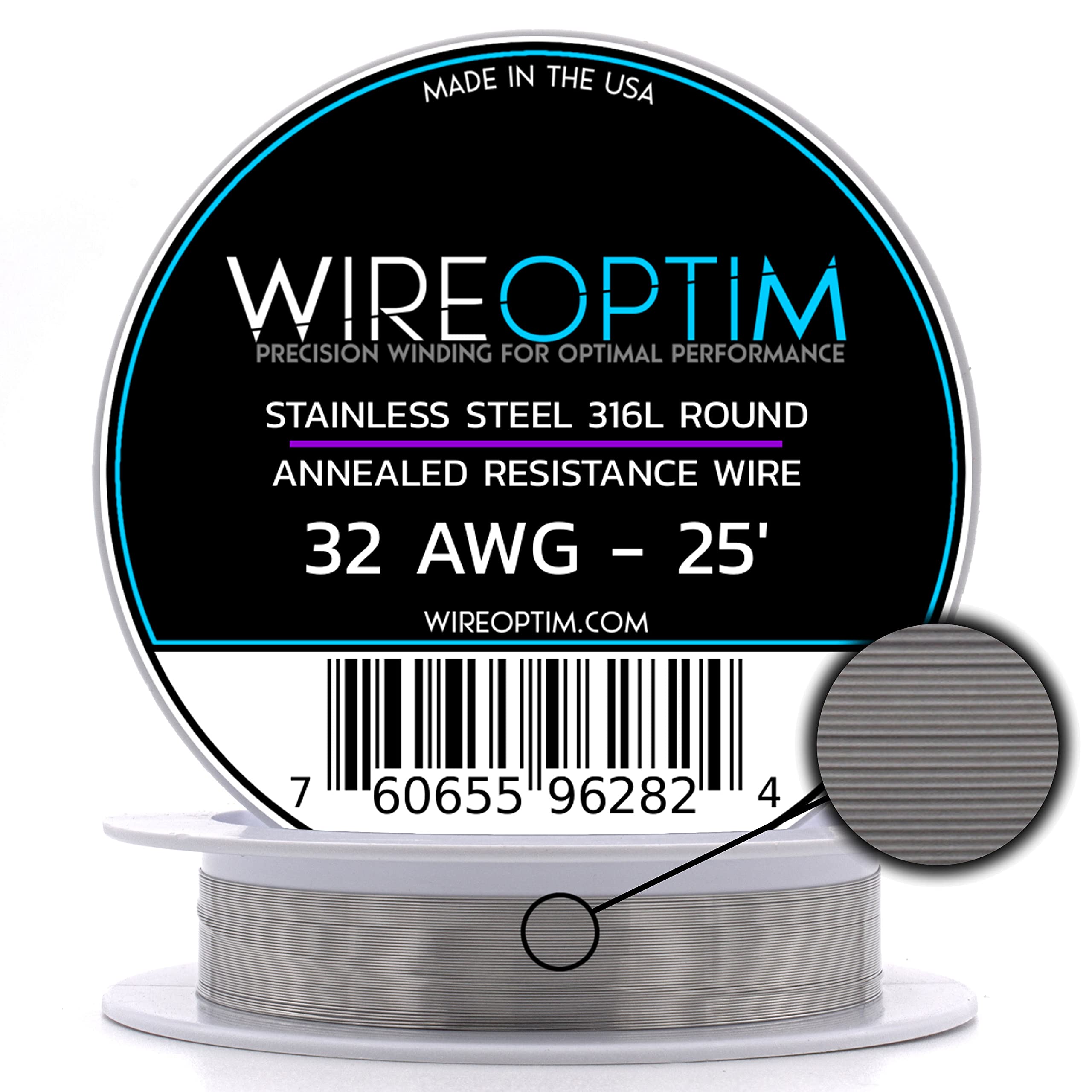 32 AWG 316L Stainless Steel Resistance Wire - 25ft for DIY Electronics