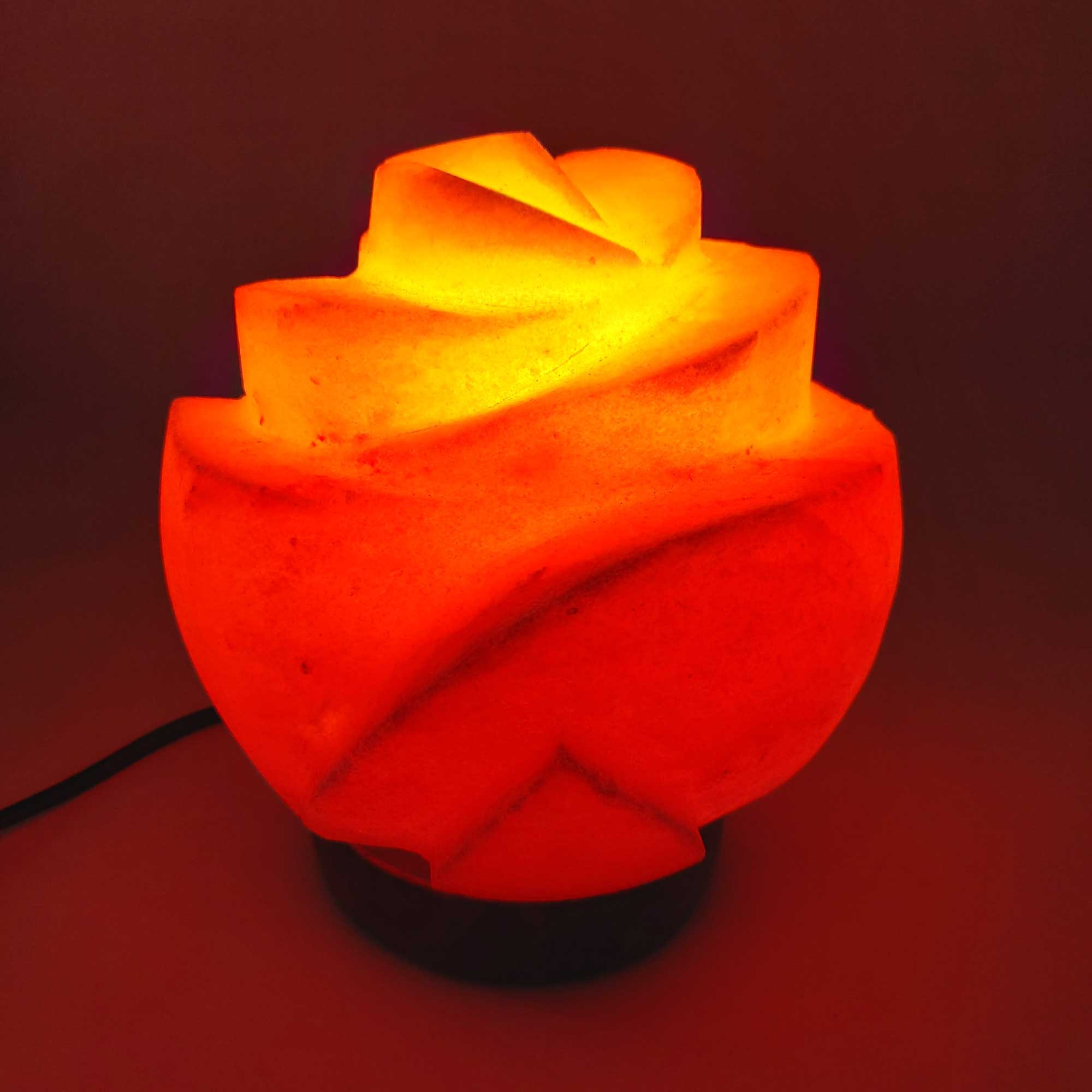 12V 12W Himalayan Pink Salt Lamp - Hand Carved Flower Rock Crystal Night Light with On/Off Switch | Natural Air Purifier for Bedroom, Yoga Studio & Meditation Room Decor