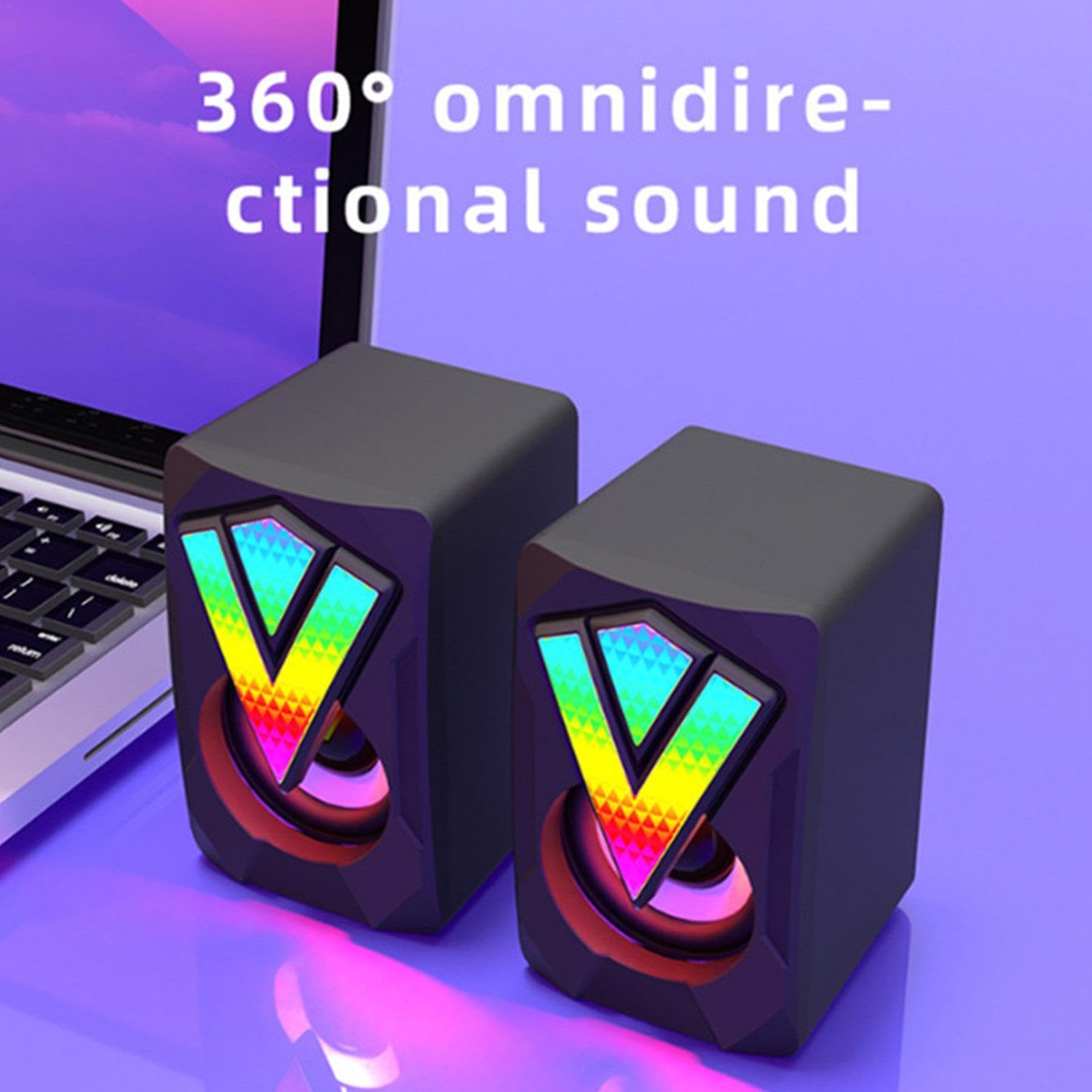 Ziurmut RGB Gaming PC Speakers with USB Power, Multimedia Computer Speakers with RGB Lighting for Enhanced Gaming Experience, Perfect for Gaming Setups and Home Offices