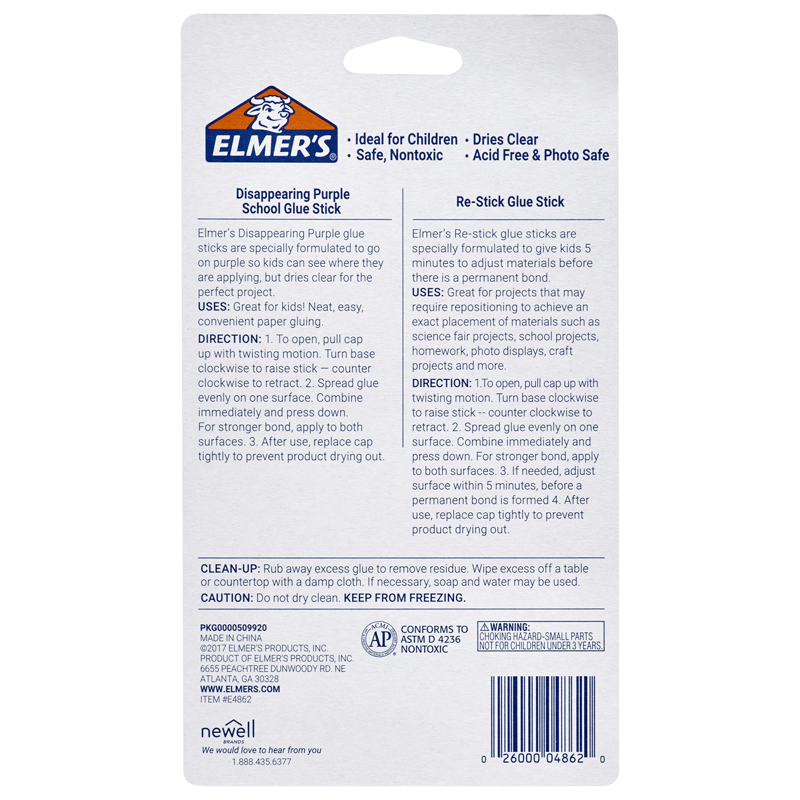 Elmer's Disappearing Purple Glue Sticks with Bonus Re-Stick Glue Stick - 6 + 1 Pack - Washable School Supplies for Kids, Arts & Crafts Projects, Office Use