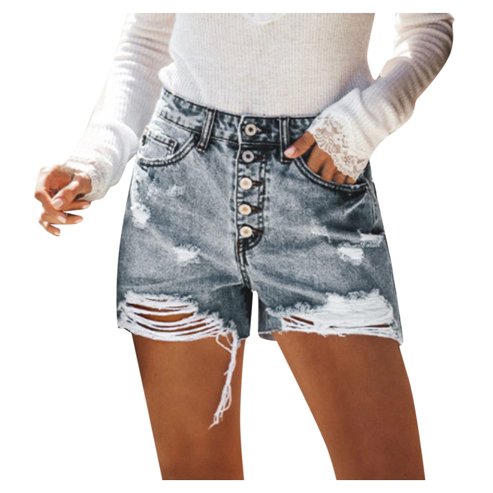 2019 Waisted Women's Denim Shorts - High Waist Pleated Summer Casual Shorts for Women | Perfect for Beach, Vacation & Everyday Wear