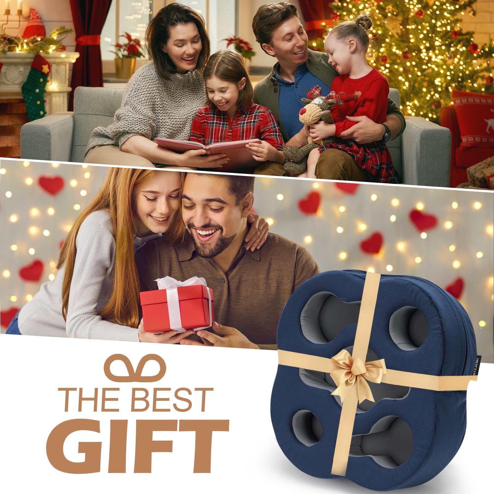 Universal Couch Cup Holder Pillow - Sofa & Bed Organizer Caddy for Drinks, Remote Controls, Phones & Snacks - Navy Blue - Perfect for Movie Nights & Relaxing at Home
