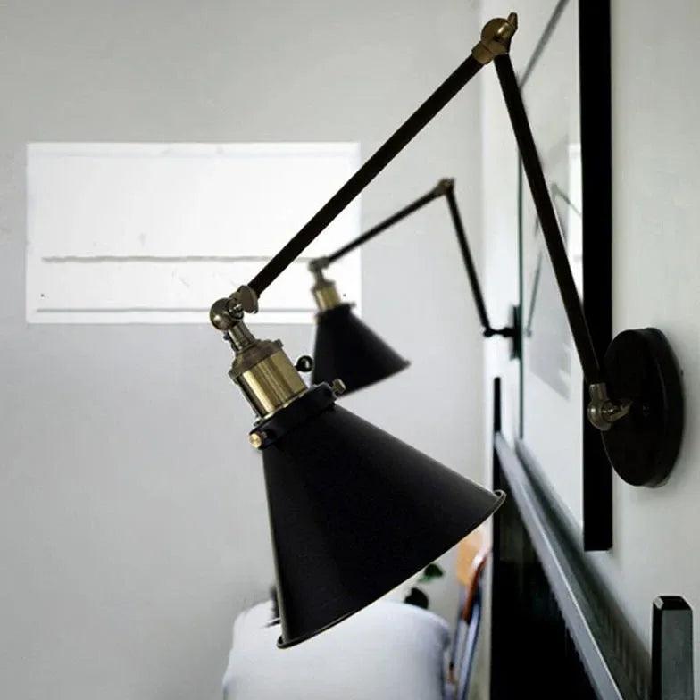 Industrial Black Cone Wall Lamp - Modern Vintage Style for Living Room, Bedroom, or Office Lighting Decor
