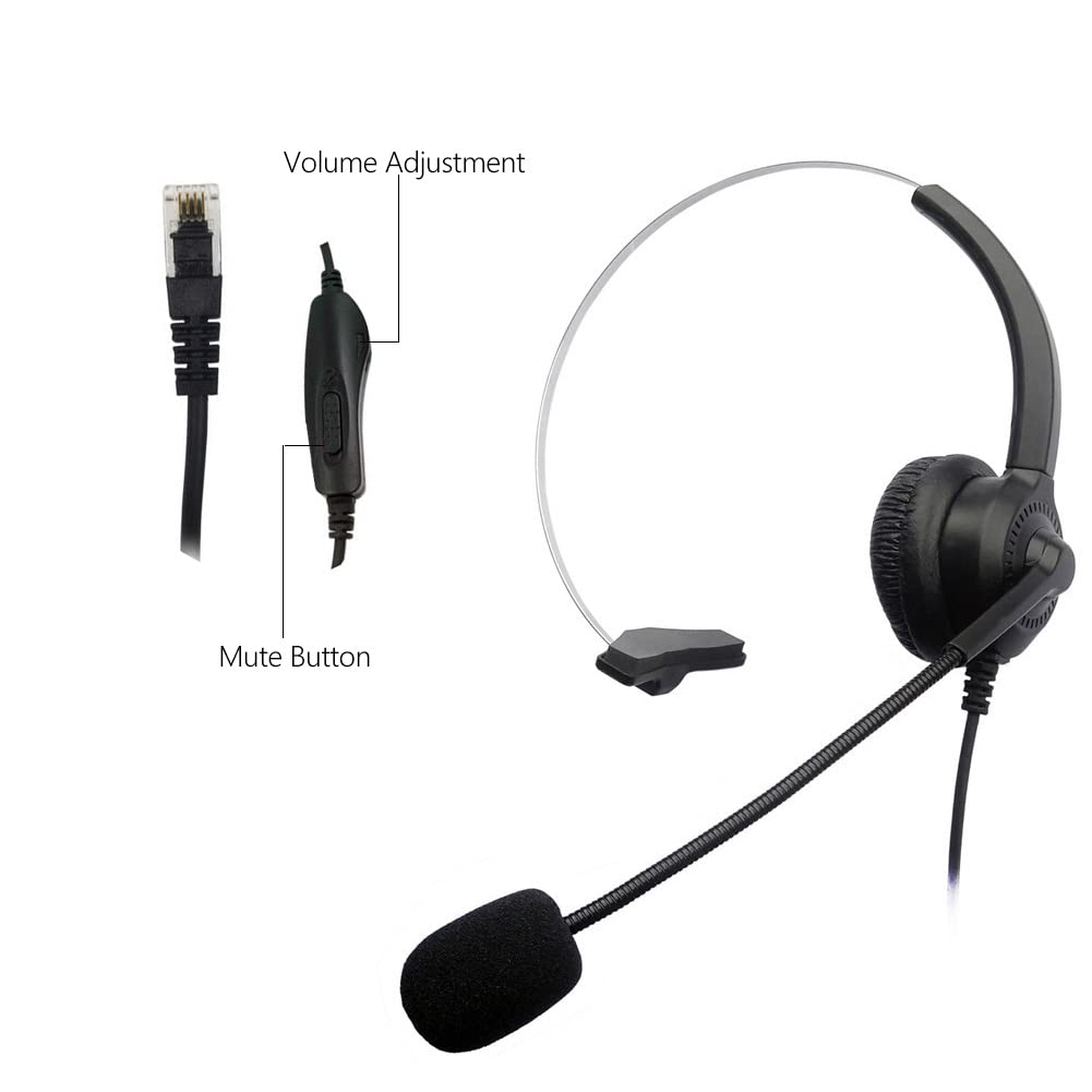 Noise Cancelling Headset with Microphone - Comfortable PC Headphones for Office, Call Center & Business Calls | Crystal Clear Audio for Skype, Zoom & Conference Calls | Perfect for Remote Work & Online Meetings