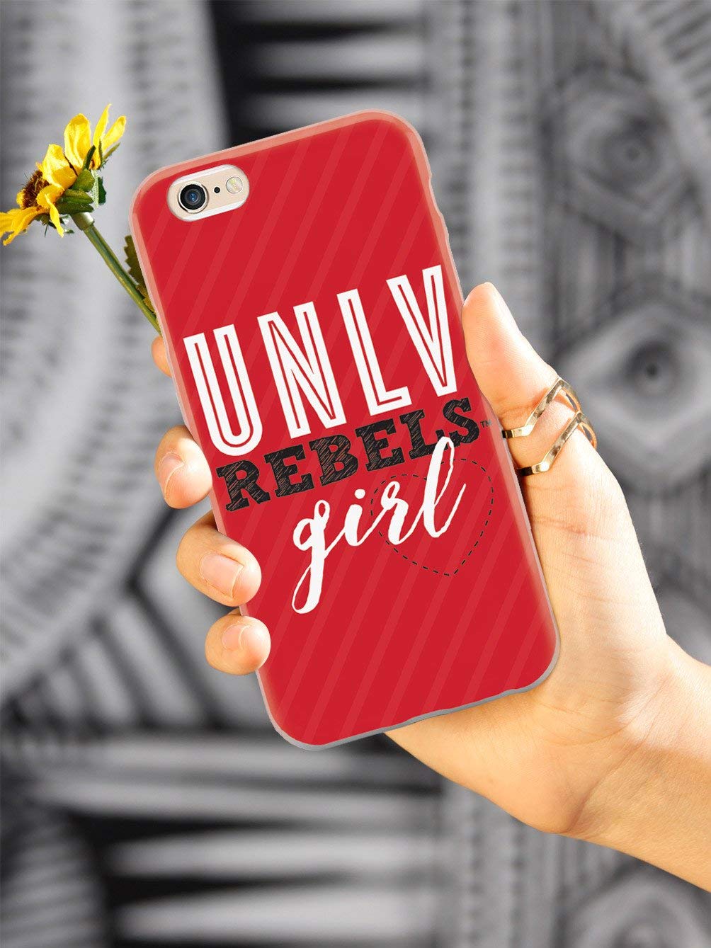 Inspired Cases - Shockproof & Anti-Scratch iPhone 12 Case with 3D Textured Design - Compatible with Apple iPhone 12 - UNLV Rebels Girl Protective Phone Cover - Perfect for Daily Use, Sports & Outdoor Activities