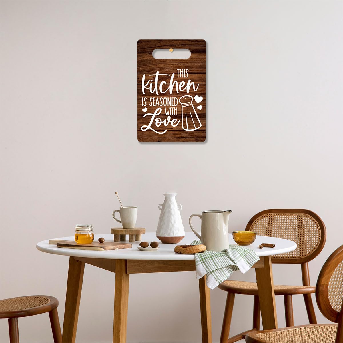 Krollma Rustic Kitchen Wall Decor Sign - 8x10 Inches Farmhouse Style 'This Kitchen Is Seasoned With Love' Art Print - Perfect for Home, Apartment & Restaurant Decor - Great Housewarming Gift for Cooks & Food Lovers