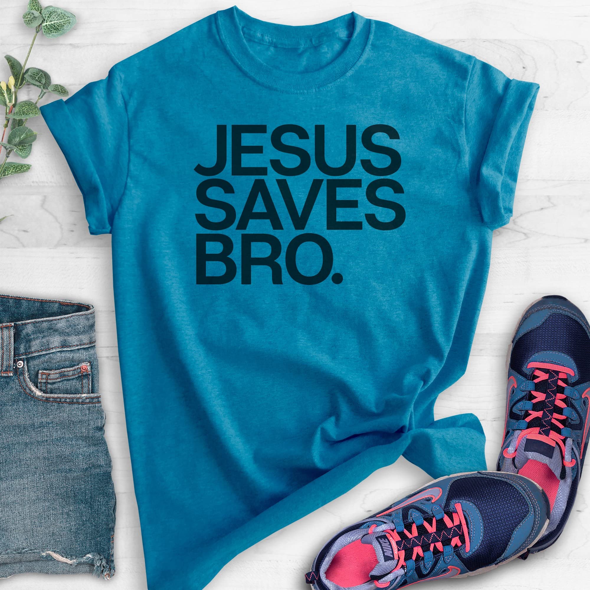 Jesus Saves Bro T-Shirt - Unisex Christian Faith Shirt for Men & Women - Religious Apparel for Church, Bible Study & Everyday Wear