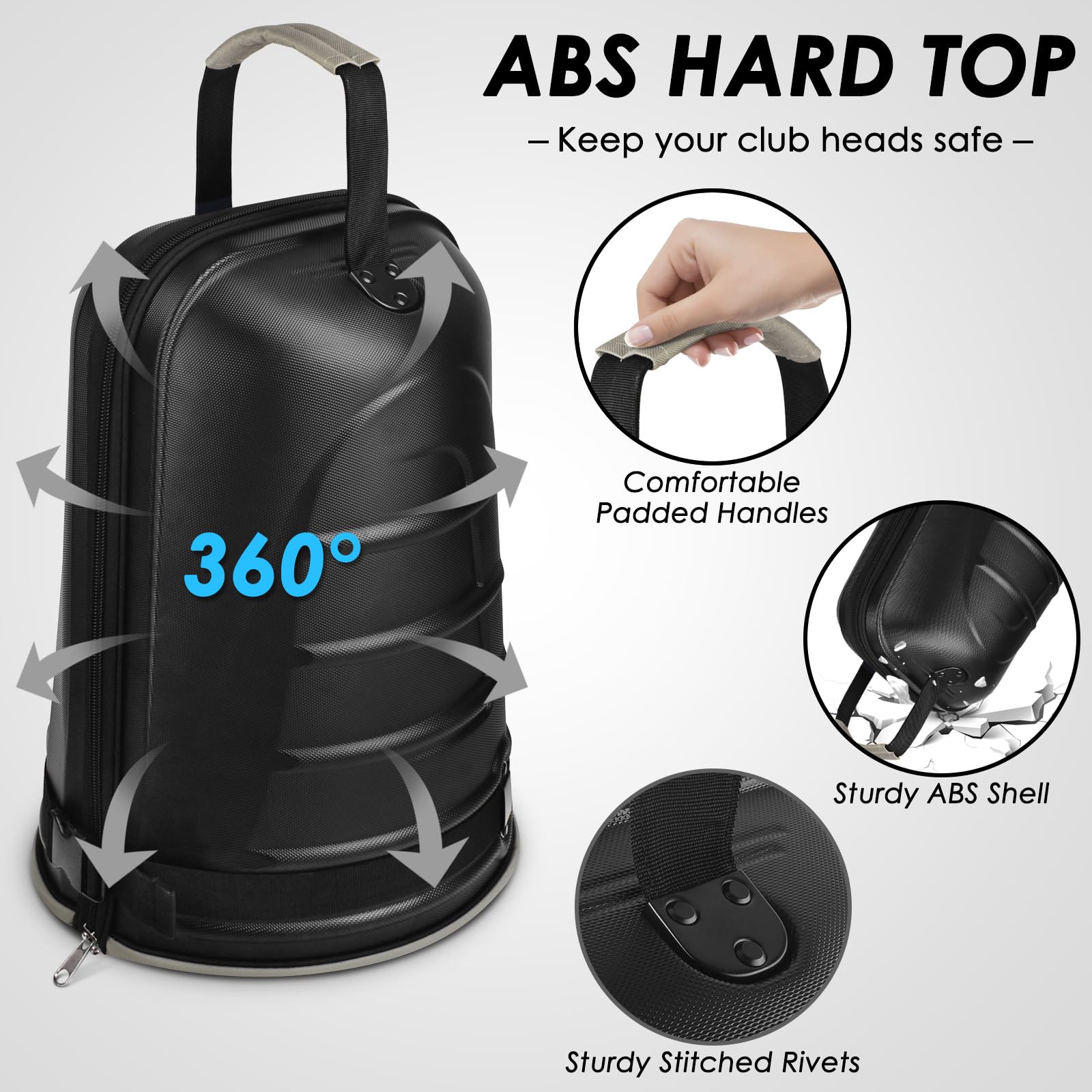 BROTOU Golf Travel Bag with ABS Hard Shell & Tank Wheels - Waterproof Oxford Fabric Airline Approved Golf Club Travel Case - Large Capacity, Easy to Maneuver for Golf Trips & Air Travel