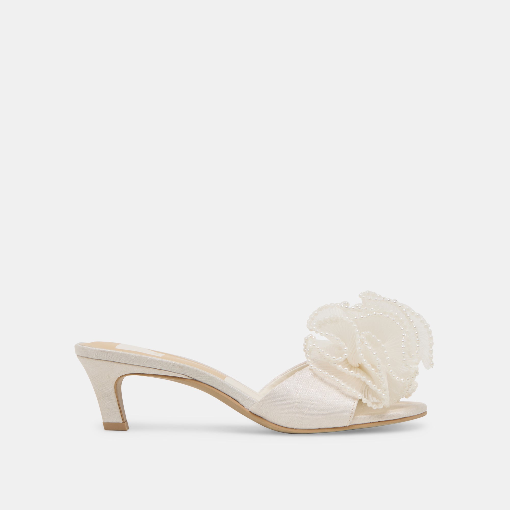 NARITA PEARL HEELS - Off White Satin Women's Dress Shoes for Weddings, Parties & Special Occasions