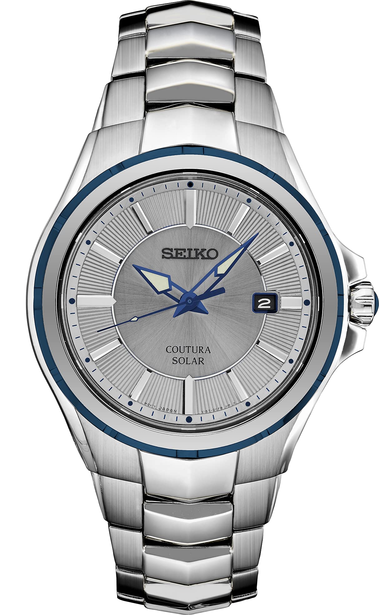 Coutura Men's Solar Diamond Dial Watch - Luxury Stainless Steel Waterproof Wristwatch for Business, Casual & Formal Occasions