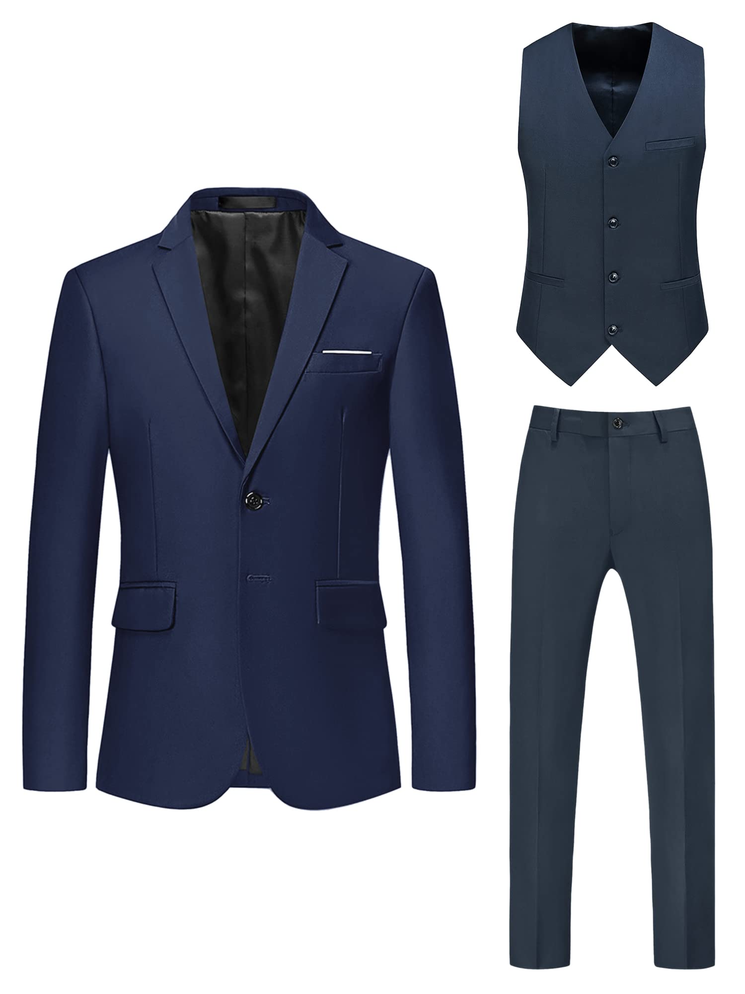 Lars Amadeus Men's 3 Piece Suit Set - Formal Blazer, Vest & Dress Pants for Prom, Weddings & Business Events | Premium Tuxedo Outfit for Special Occasions