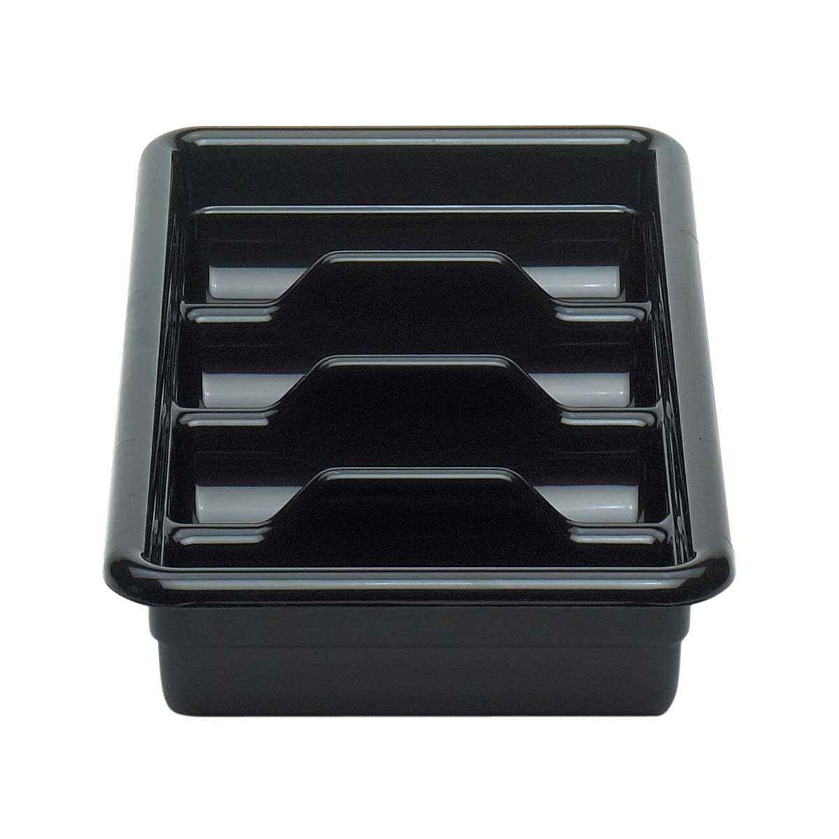 Cambro 1120CBP110 Black Hi-Gloss Plastic 4-Compartment Cutlery Box - Perfect for Restaurants, Catering & Food Service Storage Organization