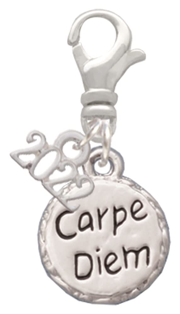 Silver Carpe Diem Circle Charm Clip - Elegant Jewelry for Daily Wear