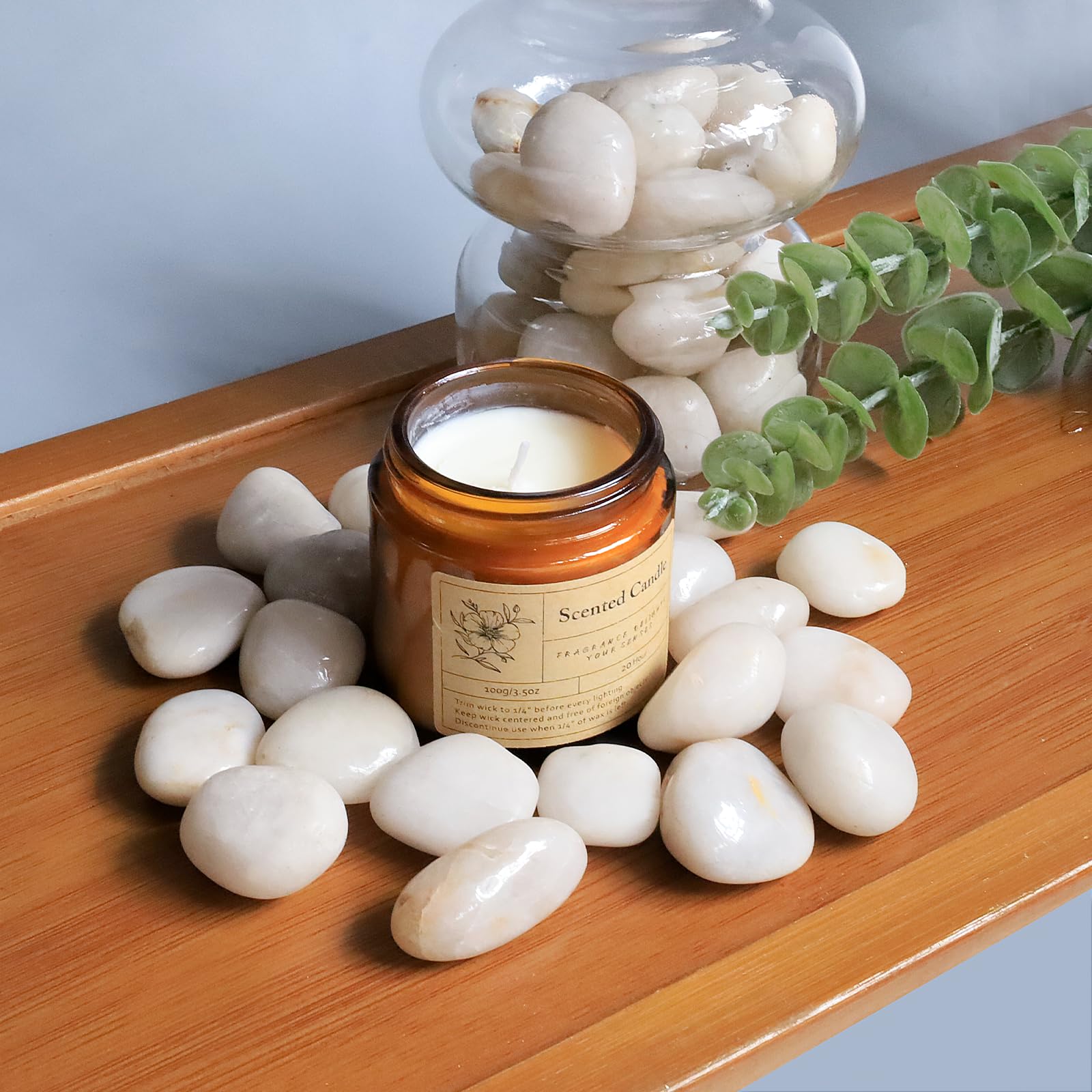 Premium White River Rocks 2-3 Inch - Natural Polished Decorative Pebbles for Landscaping, Indoor/Outdoor Plants, Vases, Aquariums & Terrariums | High-Grade Cream Stones for Gardening, Zen Decor & Water Features (1 LB)