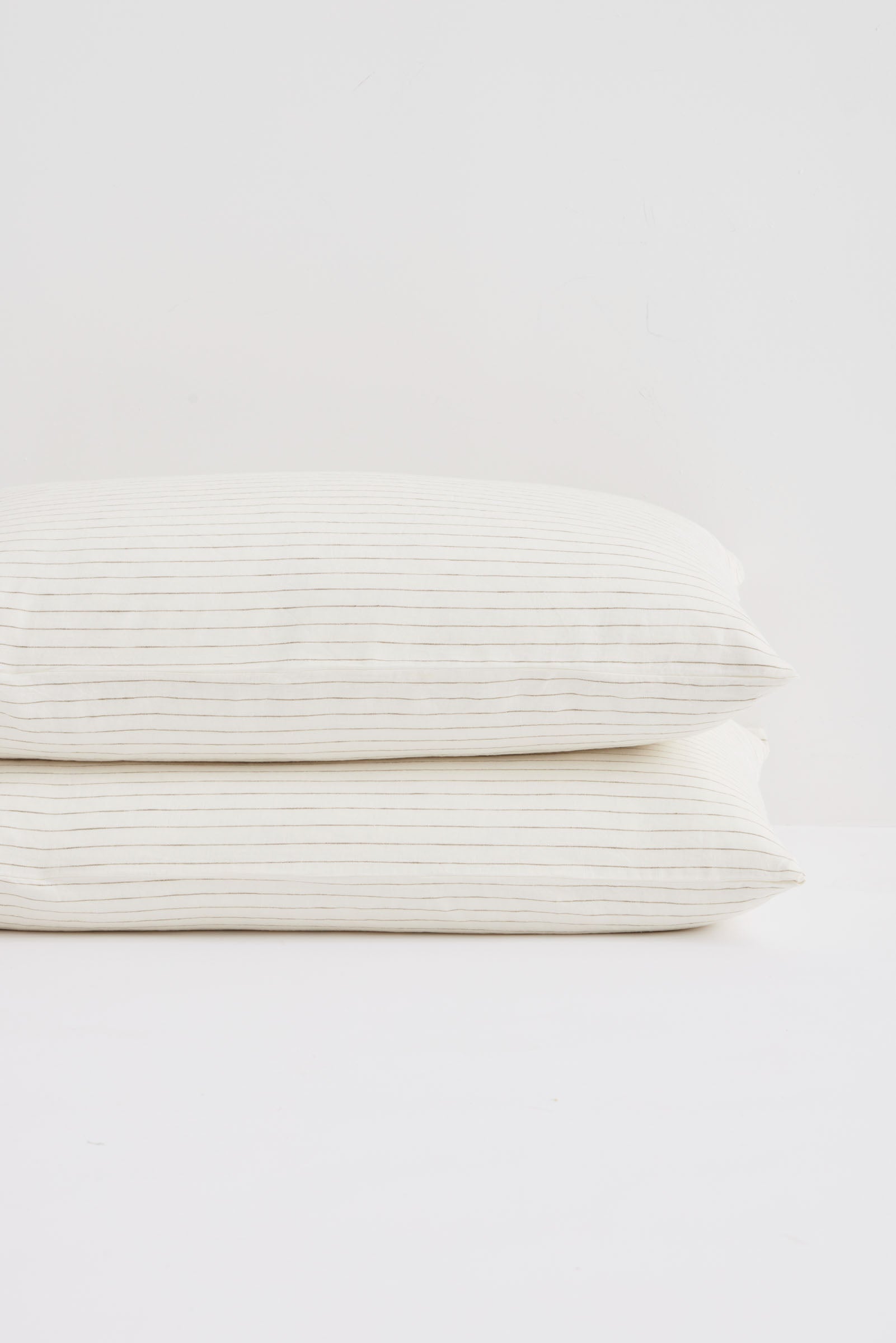 Premium Linen Standard Pillow Cases - Olive Pinstripe Design - Breathable & Hypoallergenic Bedding for Home, Hotel, or Airbnb Use