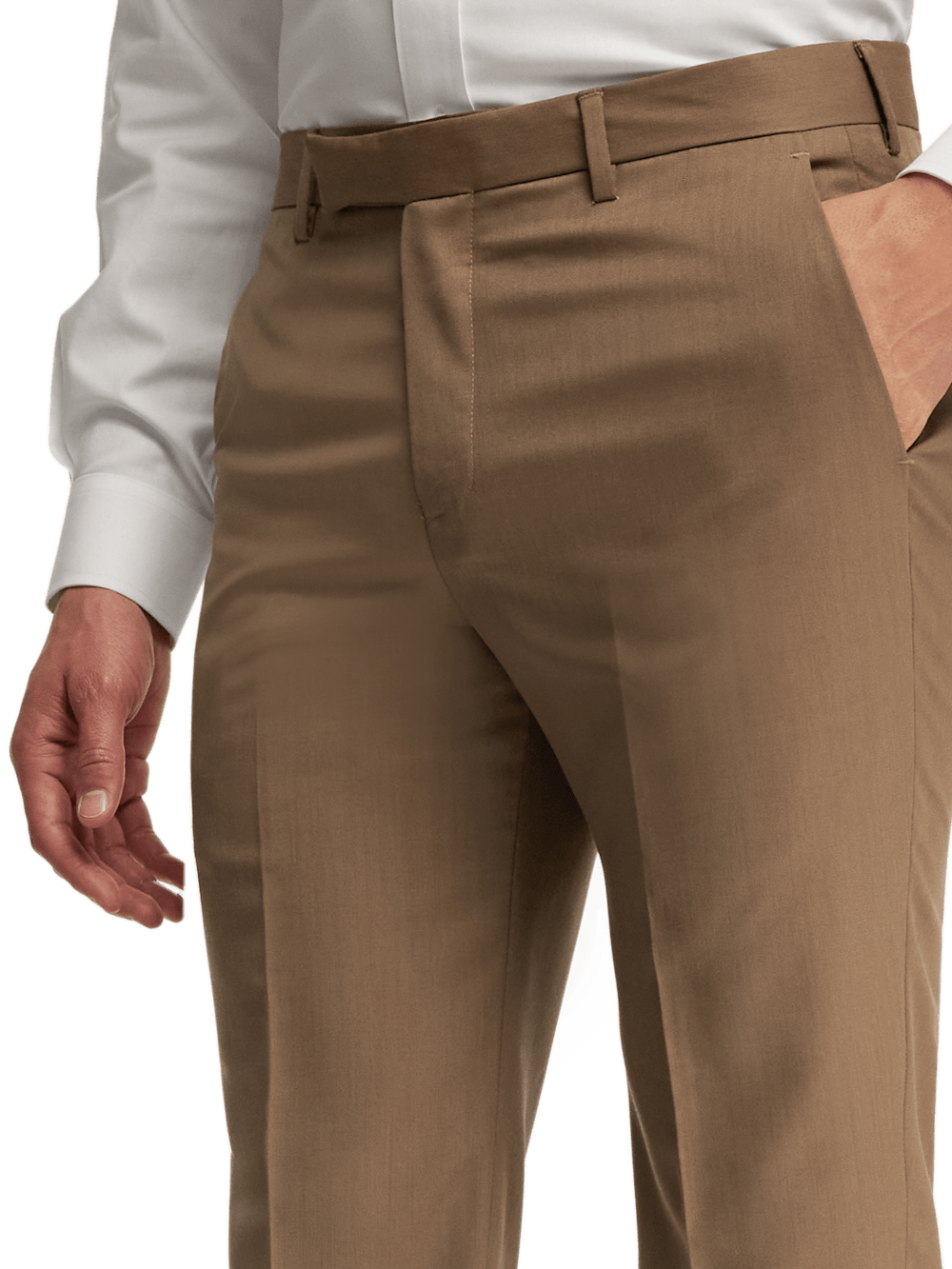 Premium Wool Gabardine Dress Pants for Men - Light Brown Classic Office & Business Casual Trousers