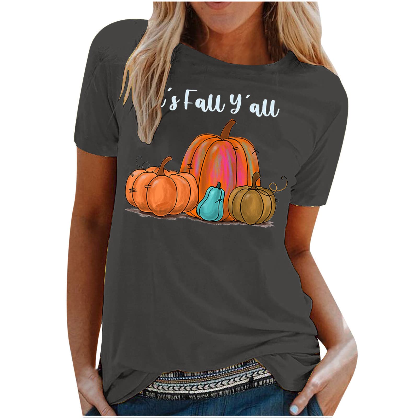 Halloween T-Shirts for Women - Plus Size Casual Loose Fit Short Sleeve Graphic Tees with Horror Designs | Perfect for Teen Girls, Fall Parties & Spooky Season Outfits