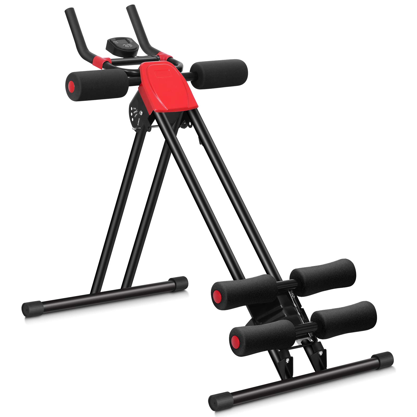 GYMAX Ab Machine - Adjustable Abdominal Workout Equipment with LCD Monitor, Home Gym Core Trainer for Effective Abs & Core Strengthening | Perfect for Home Workouts, Office Fitness & Small Space Exercise