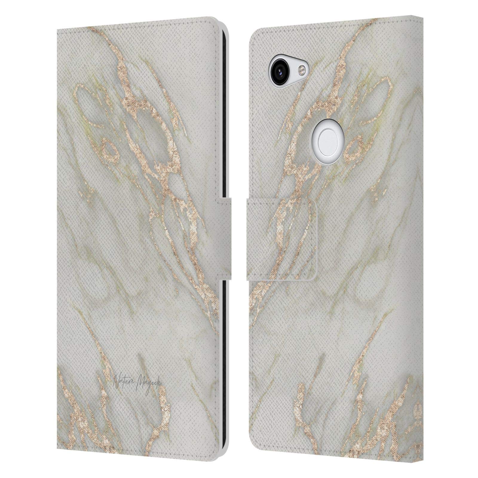 Head Case Designs Nature Magick Gold Marble Leather Book Wallet Case for Google Pixel 3a XL - Stylish Protection for Work & Travel