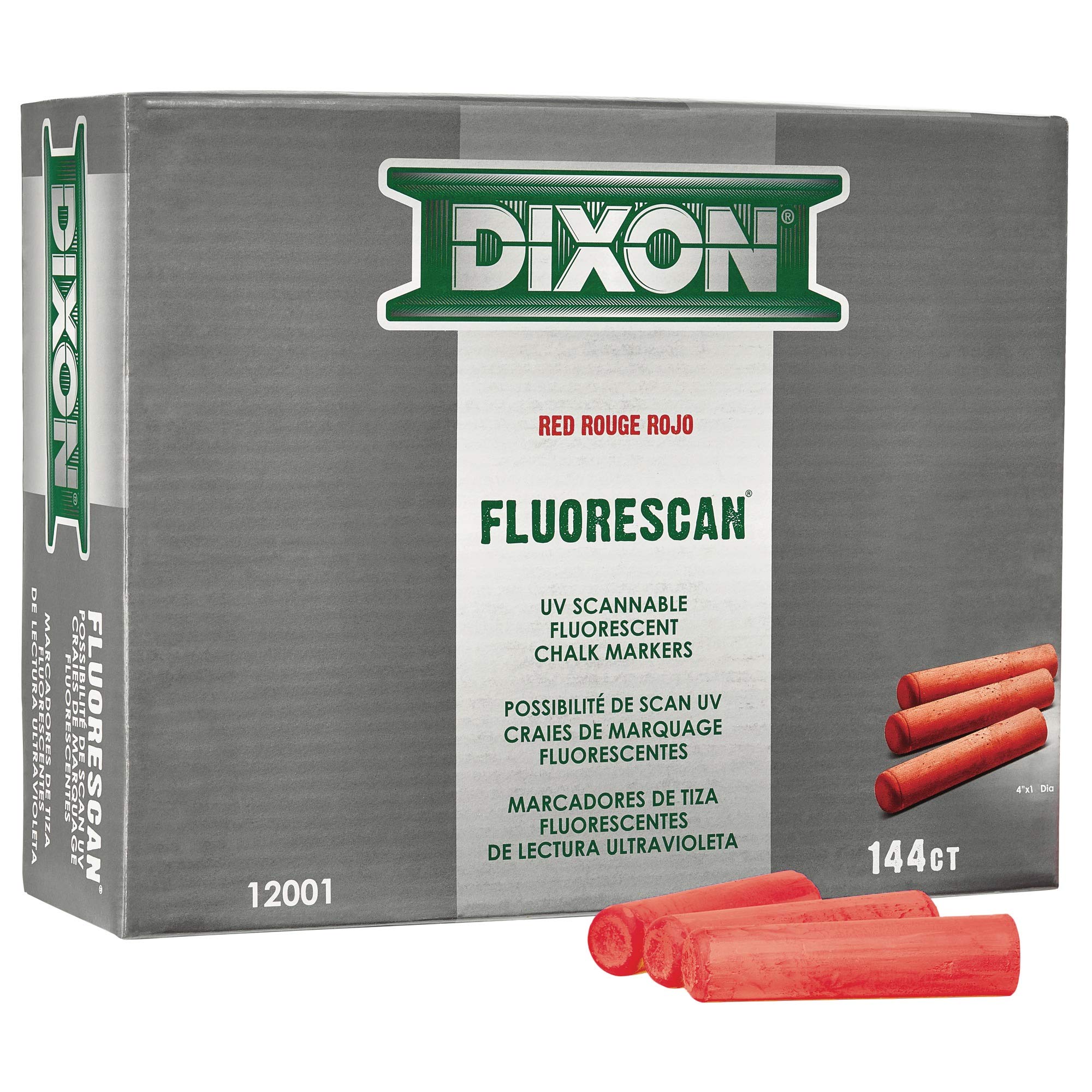 Dixon Industrial Fluorescan Tapered Chalk - 144 Pack (4 x 1