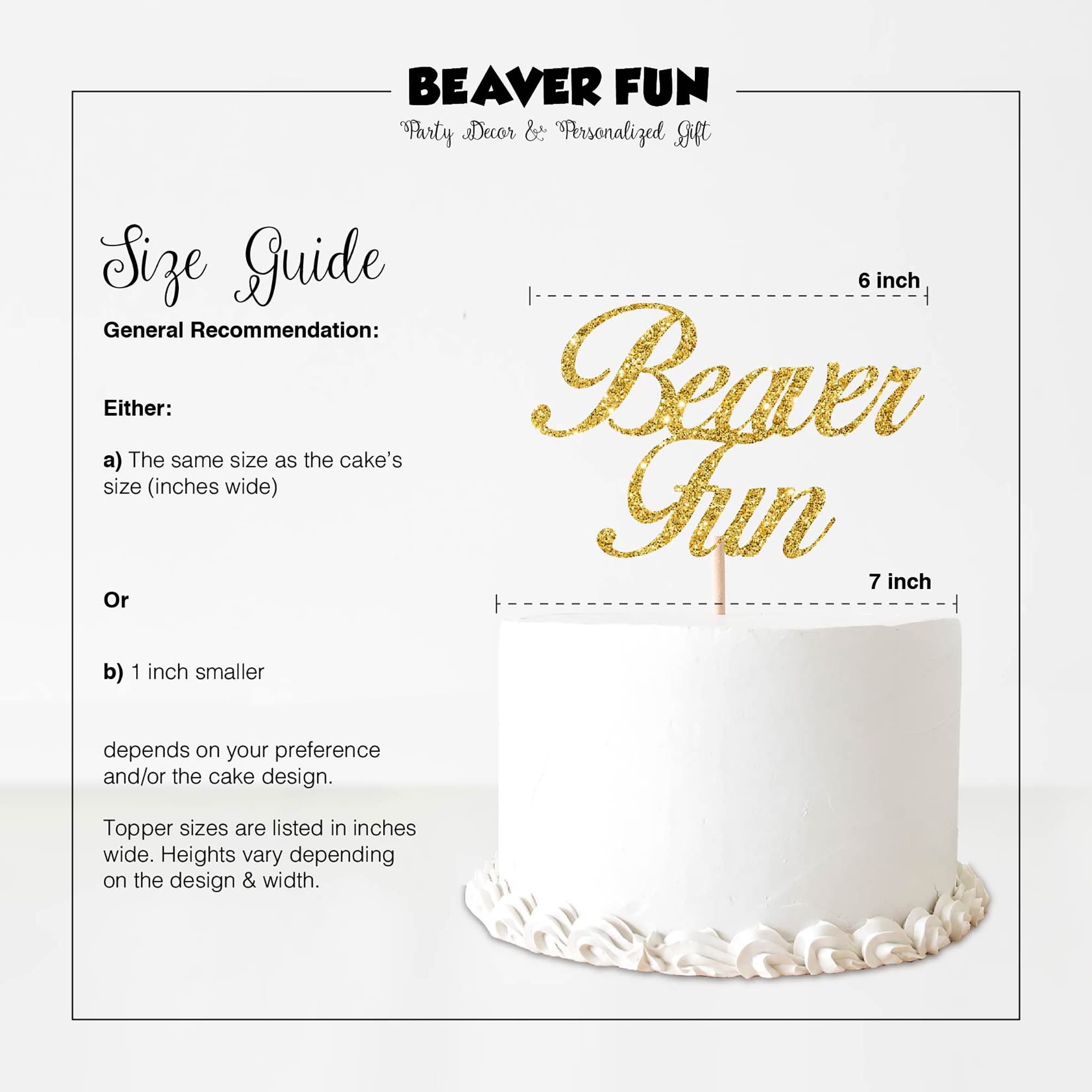 Custom Glitter Cake Topper - Personalized Name Birthday Cake Decoration | Beaver Fun Happy Birthday Design | DIY Cake Topping for Parties, Baby Showers & Celebrations