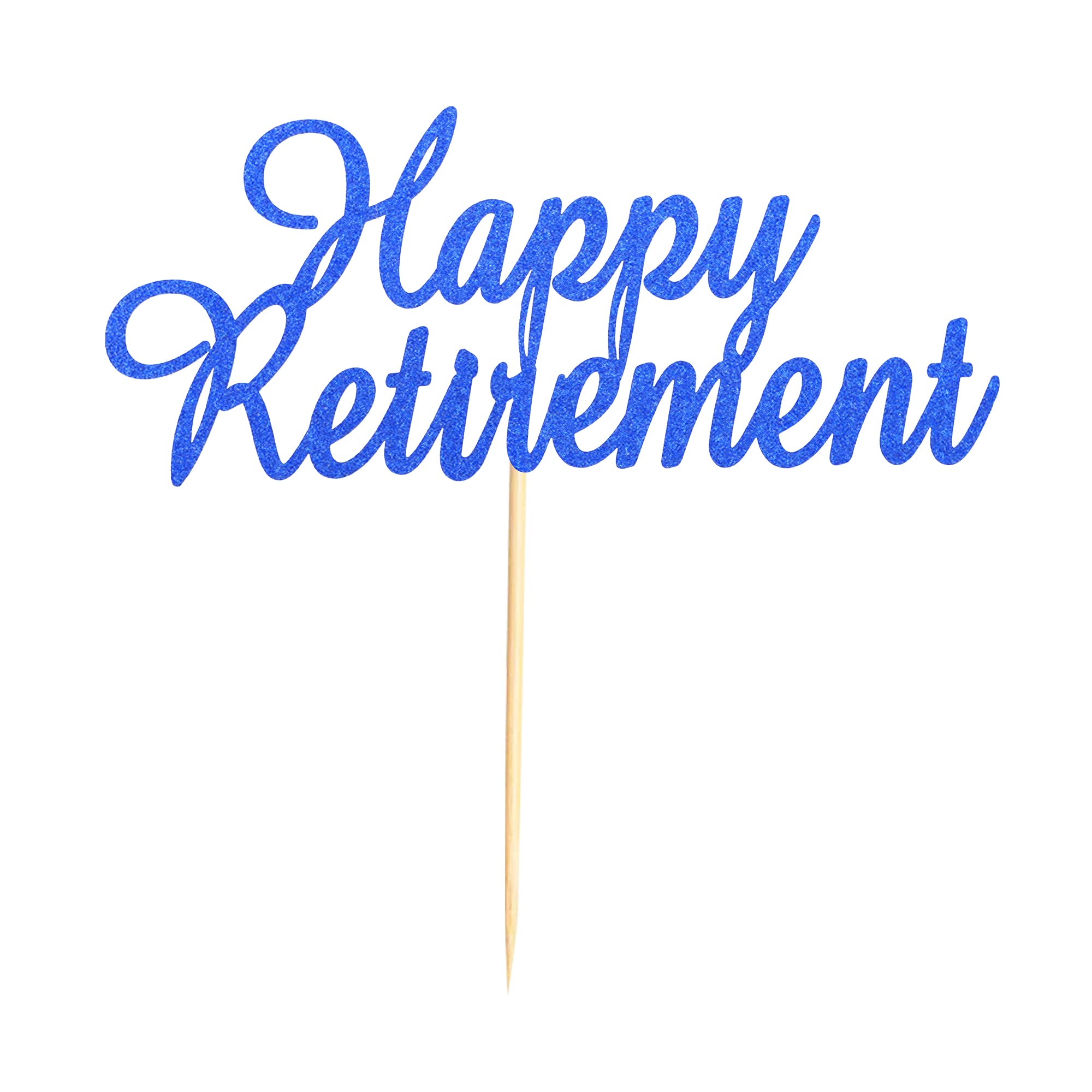 Happy Retirement Cake Topper - Dark Blue Glitter Retired Cake Pick for Retirement Party, Birthday Celebration & Cake Decorations - Perfect for Retirement Gifts, Farewell Parties & Themed Desserts