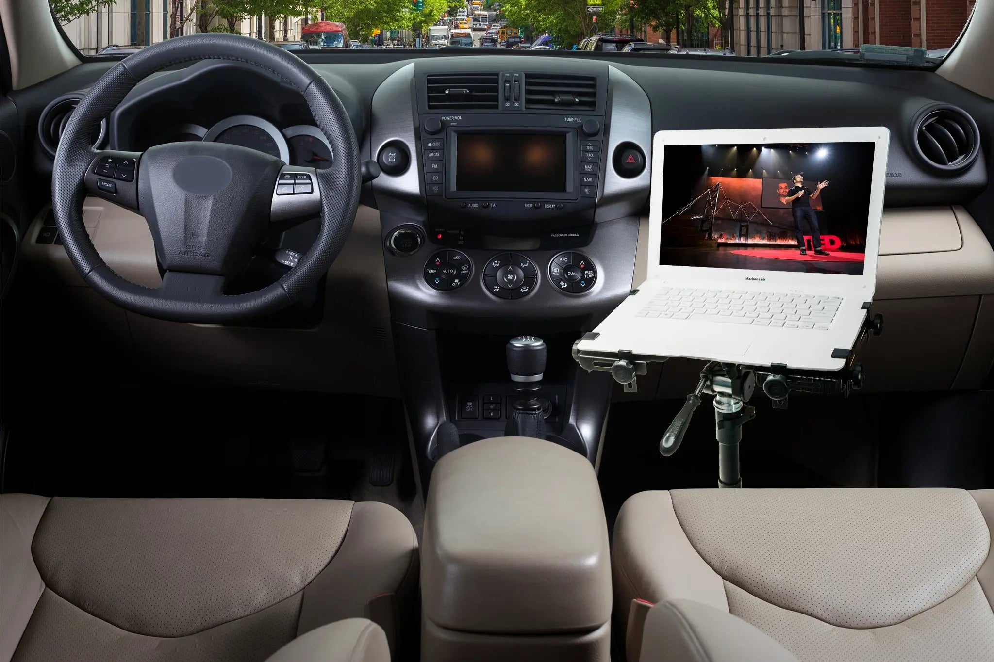 Adjustable Multi Flex Vehicle Laptop Mount - Secure Car Dashboard & Seat Mount for Work on the Go - Perfect for Remote Workers, Truck Drivers & Business Travelers