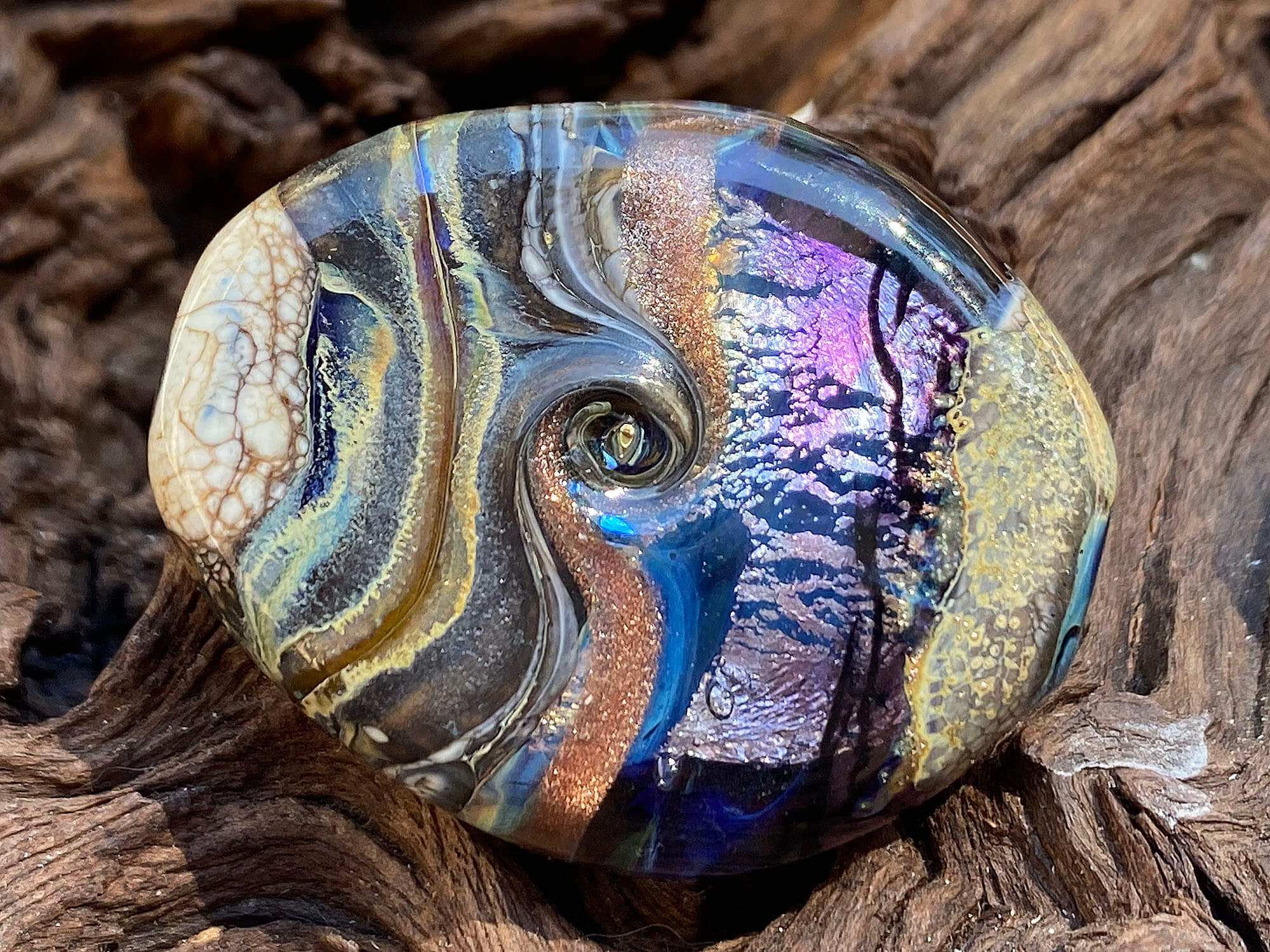 Handmade Purple Stone Organic Lampwork Glass Focal Bead for Jewelry Making - Perfect for Necklaces, Bracelets & DIY Craft Projects
