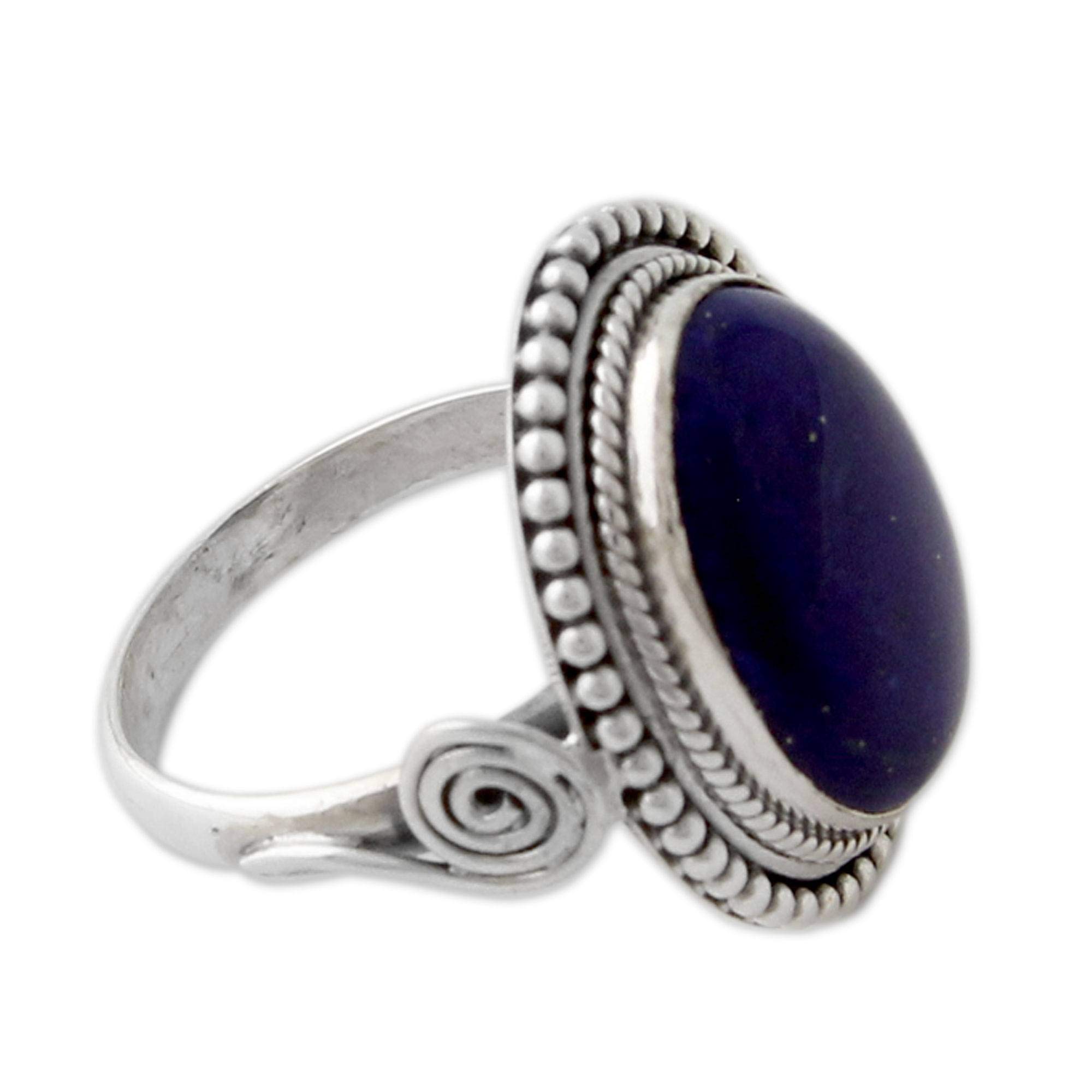 925 Sterling Silver Lapis Lazuli Ring – Boho Style Handmade Statement Jewelry | Trendy Royal Blue Glow Ring for Women | Perfect Gift for Her, Birthday, Anniversary & Special Occasions