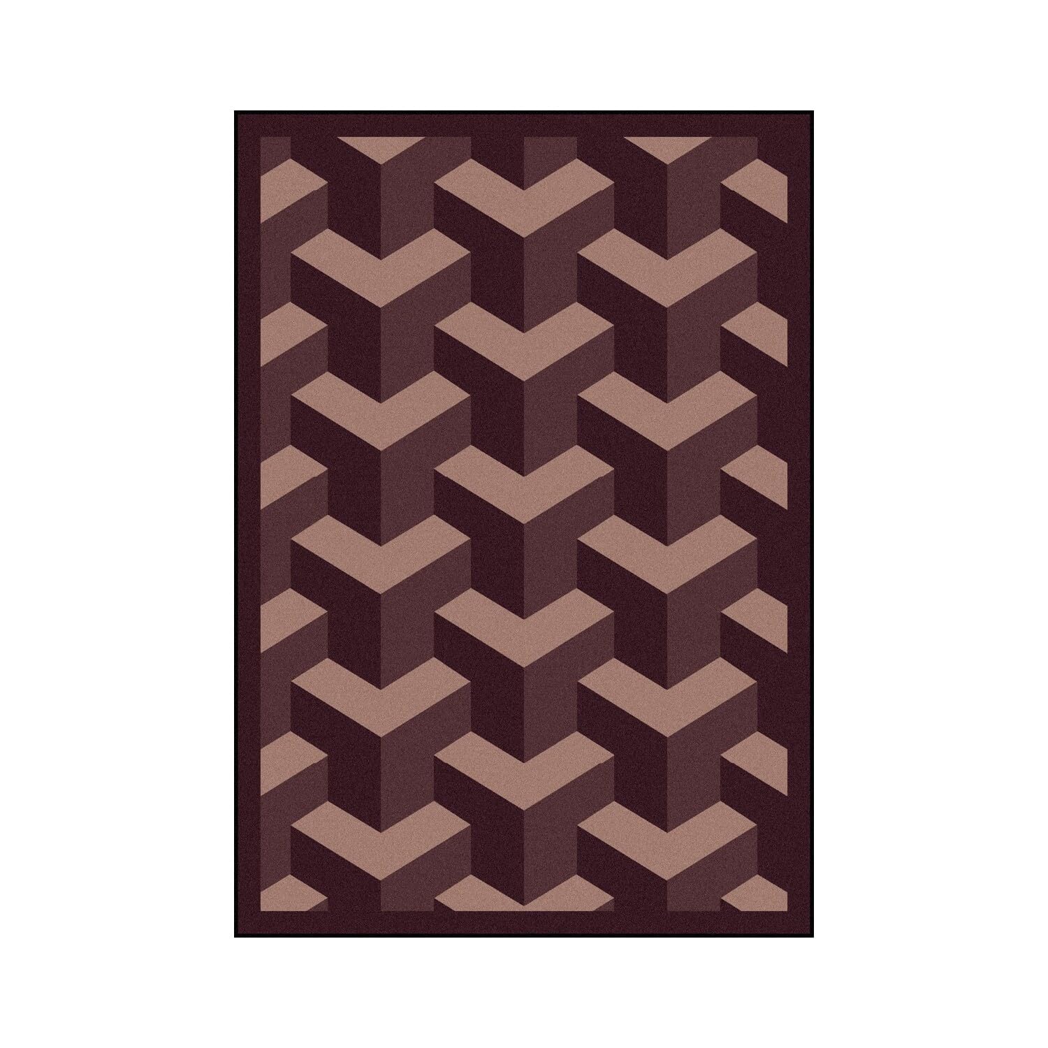 Joy Carpets Kaleidoscope Rooftop Whimsical Area Rugs - Soft Plum Non-Slip Kids Playroom Rug for Nursery, Bedroom & Living Room Decor