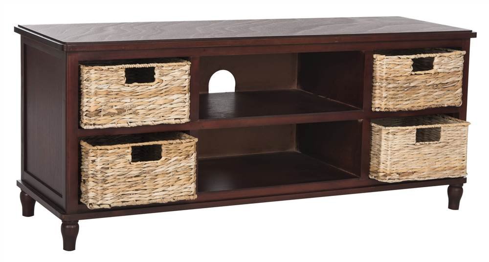 Safavieh Rooney Entertainment Unit - Cherry Finish TV Stand with Storage for Living Room, Home Theater & Media Console - Modern Furniture for TV, DVD, Gaming & Streaming Devices