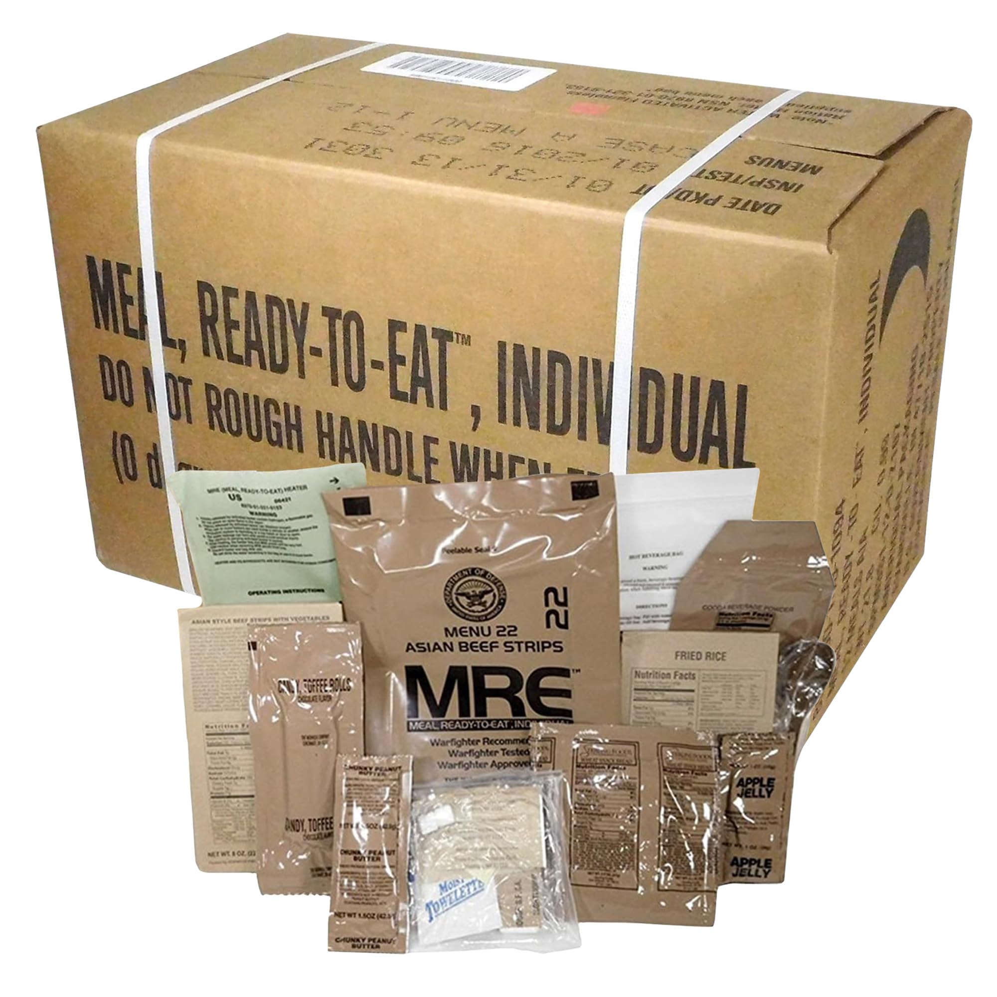 12 Pack U.S. Military MRE Meals Ready to Eat - Flameless Heater Included | Freeze Dried Entrees & Side Dishes | Emergency Food Supply for Survival, Camping, Hiking & Outdoor Adventures | 2023 Inspection Date